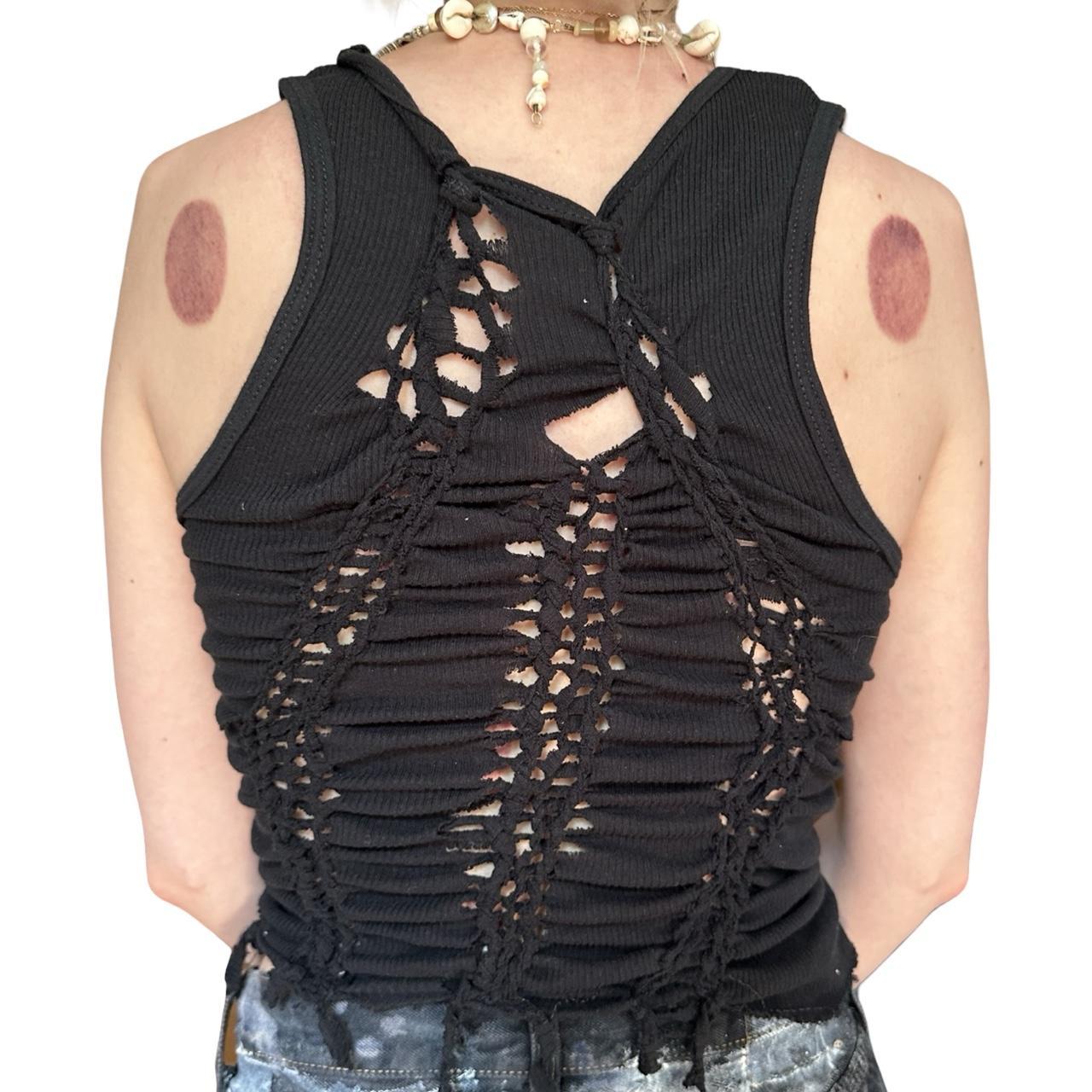 ASTROBOI* 'Onyx' Black Braided Twist Tank Top – back