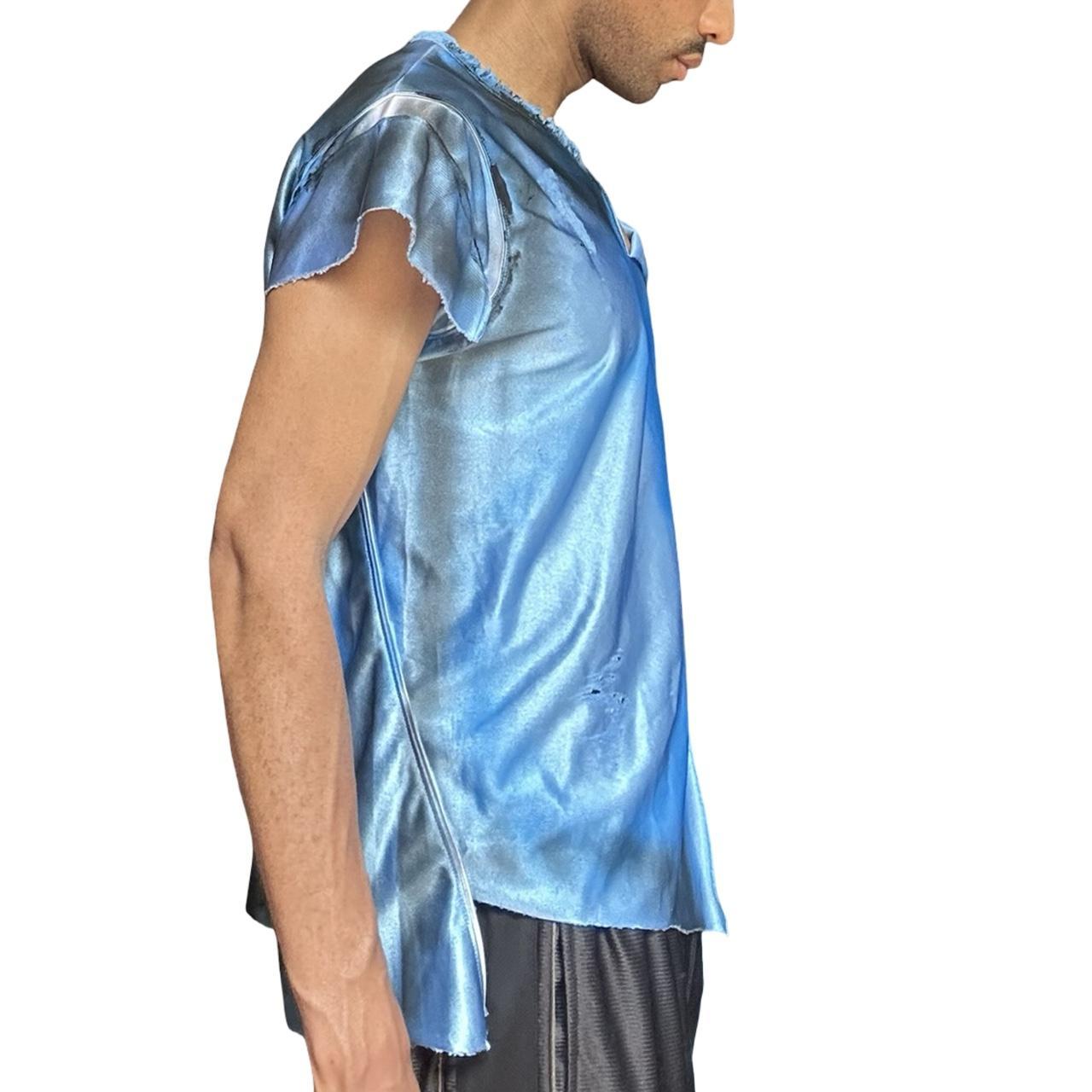 ASTROBOI* V-neck Deconstructed Blue Painted T-shirt Jersey – right