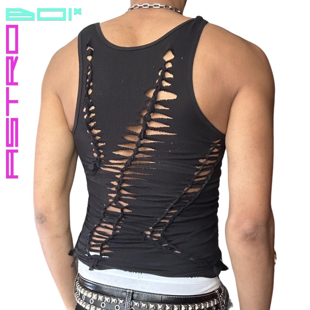 ASTROBOI* 'DIVERGENT' BLACK BRAIDED TANK TOP