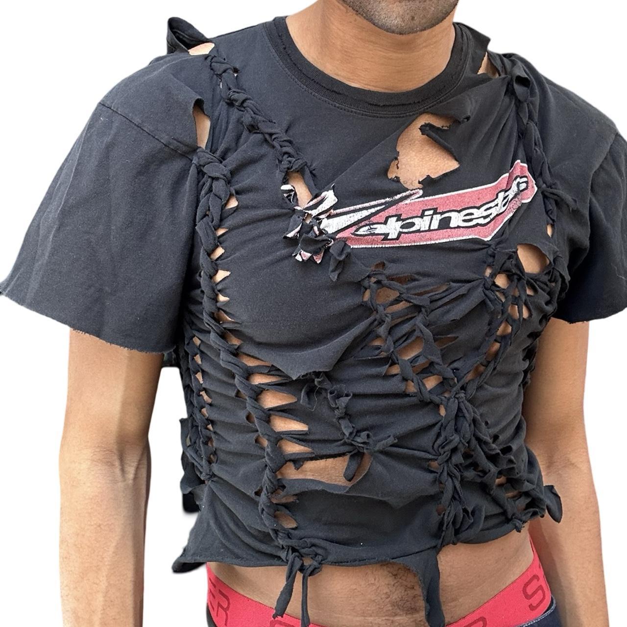 ASTROBOI* x Alpinestars Black Braided Cut Out T-Shirt, front side