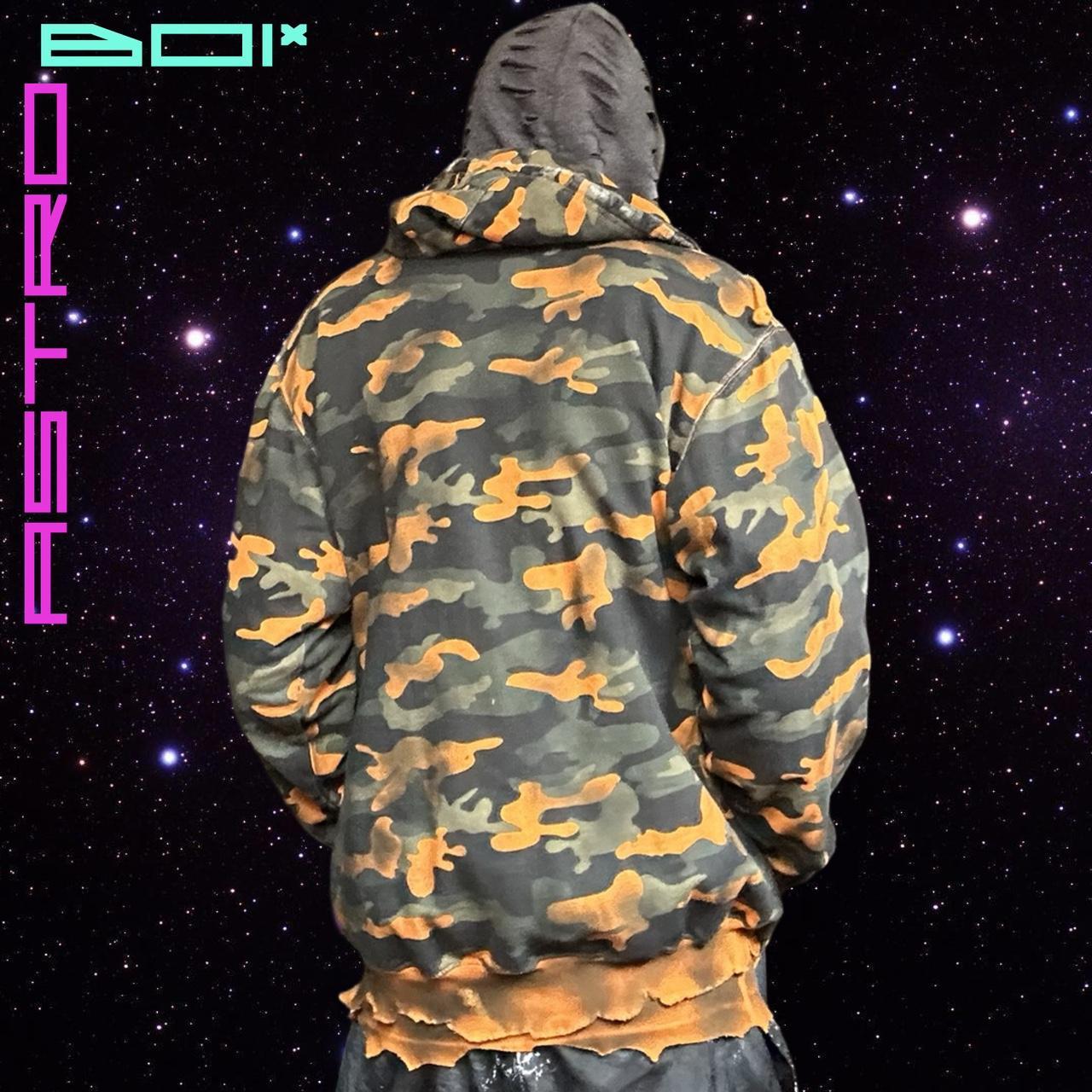 ASTROBOI* MEN'S GREEN/ORANGE CAMO ZIP UP HOODIE _ XL