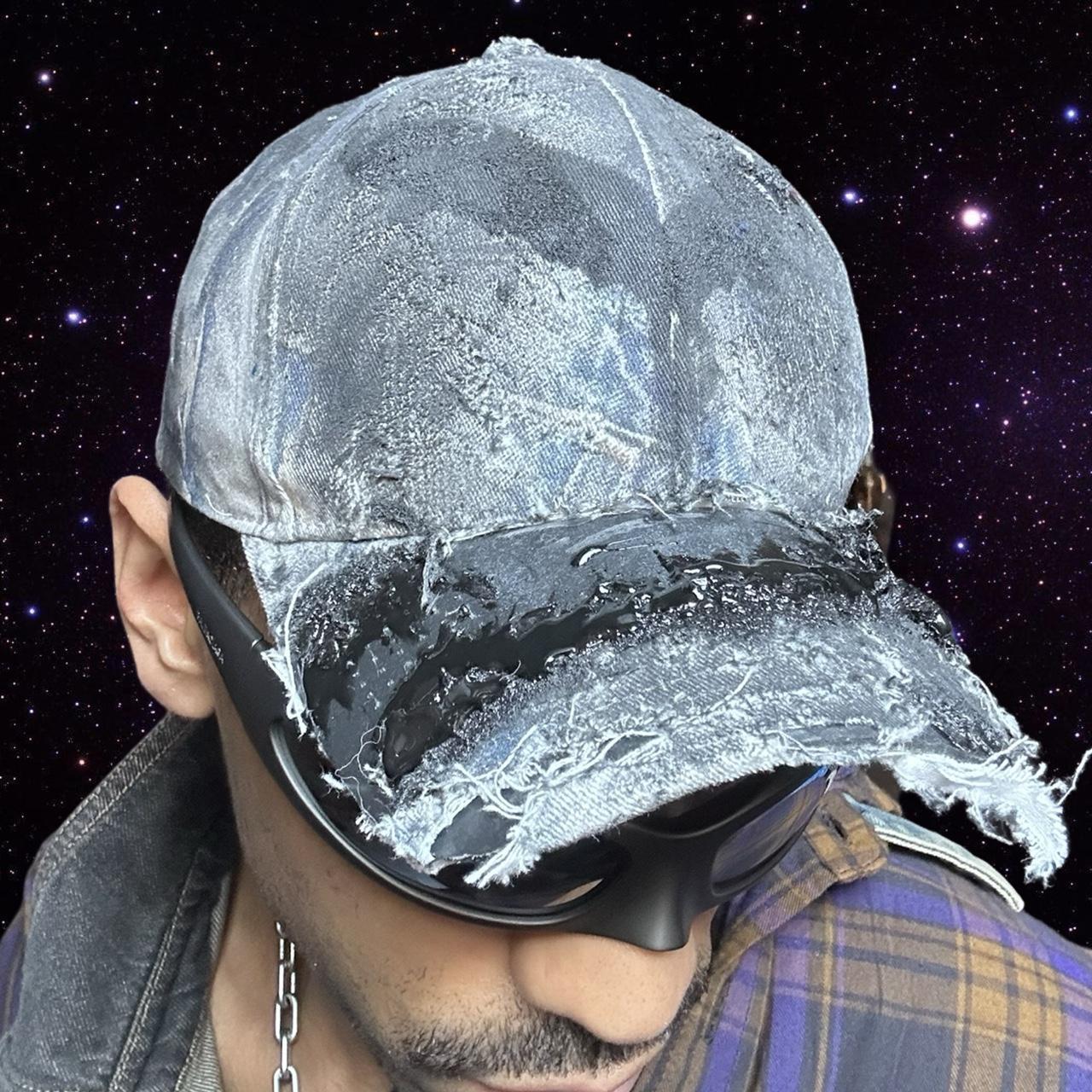 ASTROBOI 'Y's' Trompe L'oeil Denim Print Resin Hat, front right