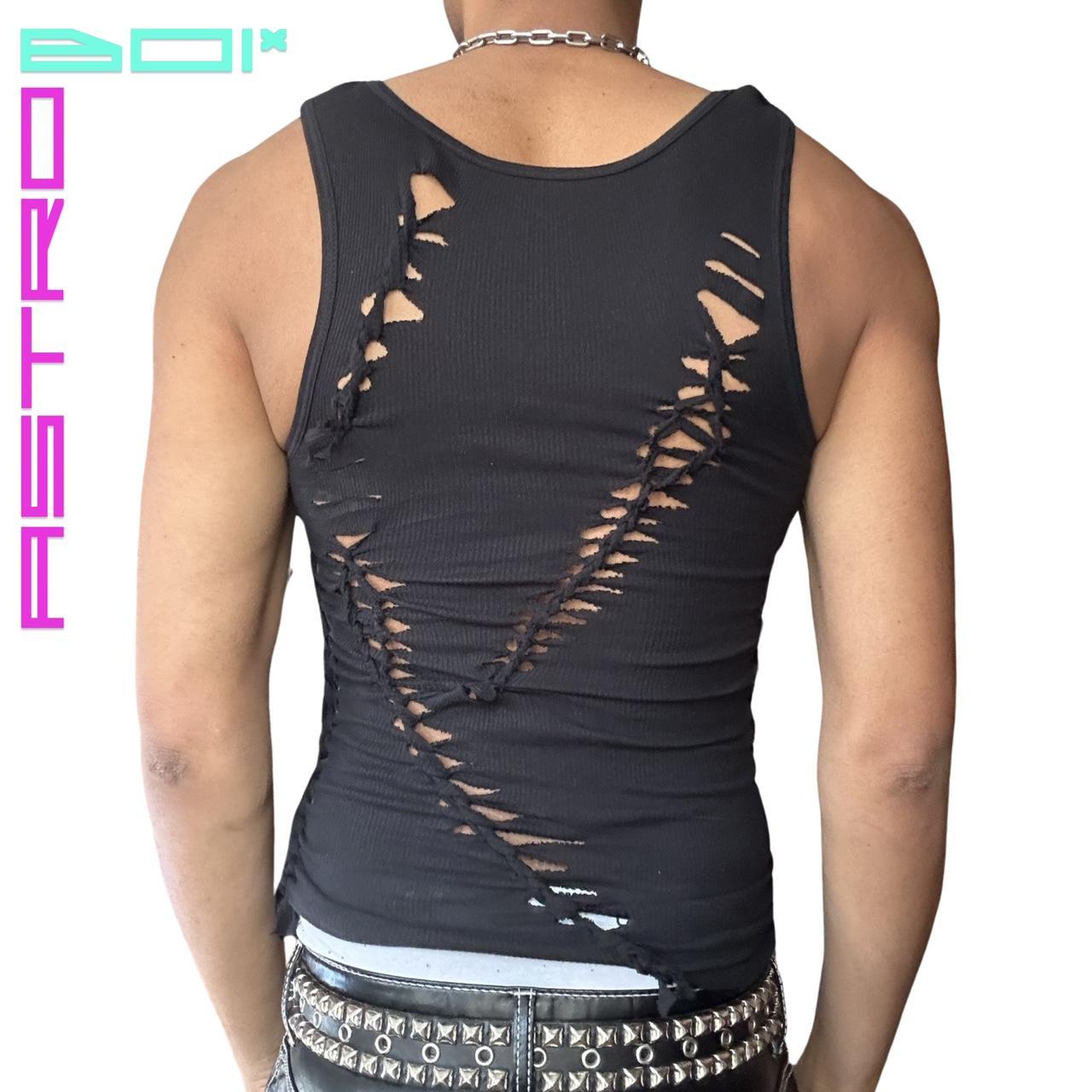 ASTROBOI* 'DIAGONAL' BLACK BRAIDED TANK TOP _ MEDIUM