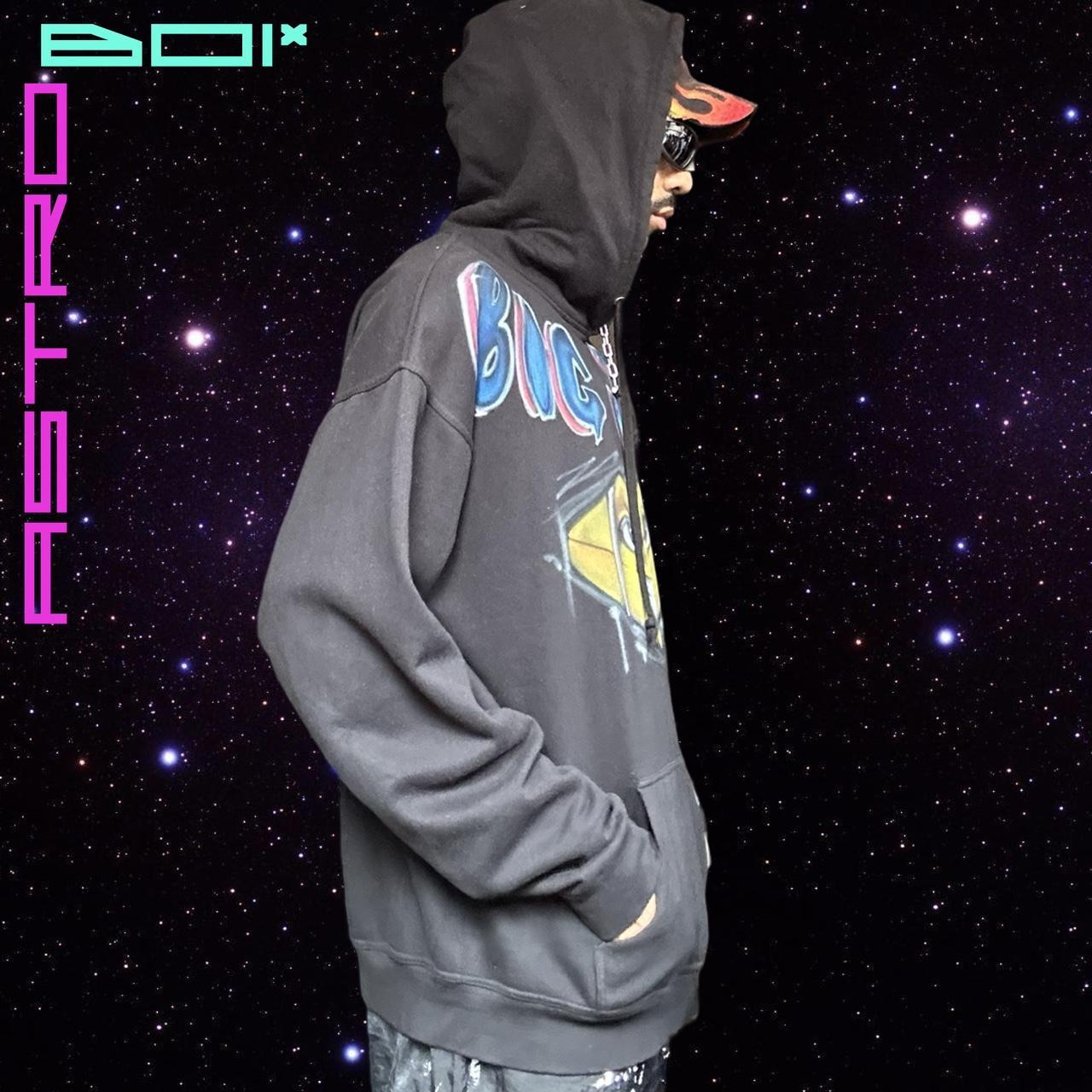 Vintage 'Big Josh' Men's Black Oversized Airbrushed Pullover Hoodie - XXL