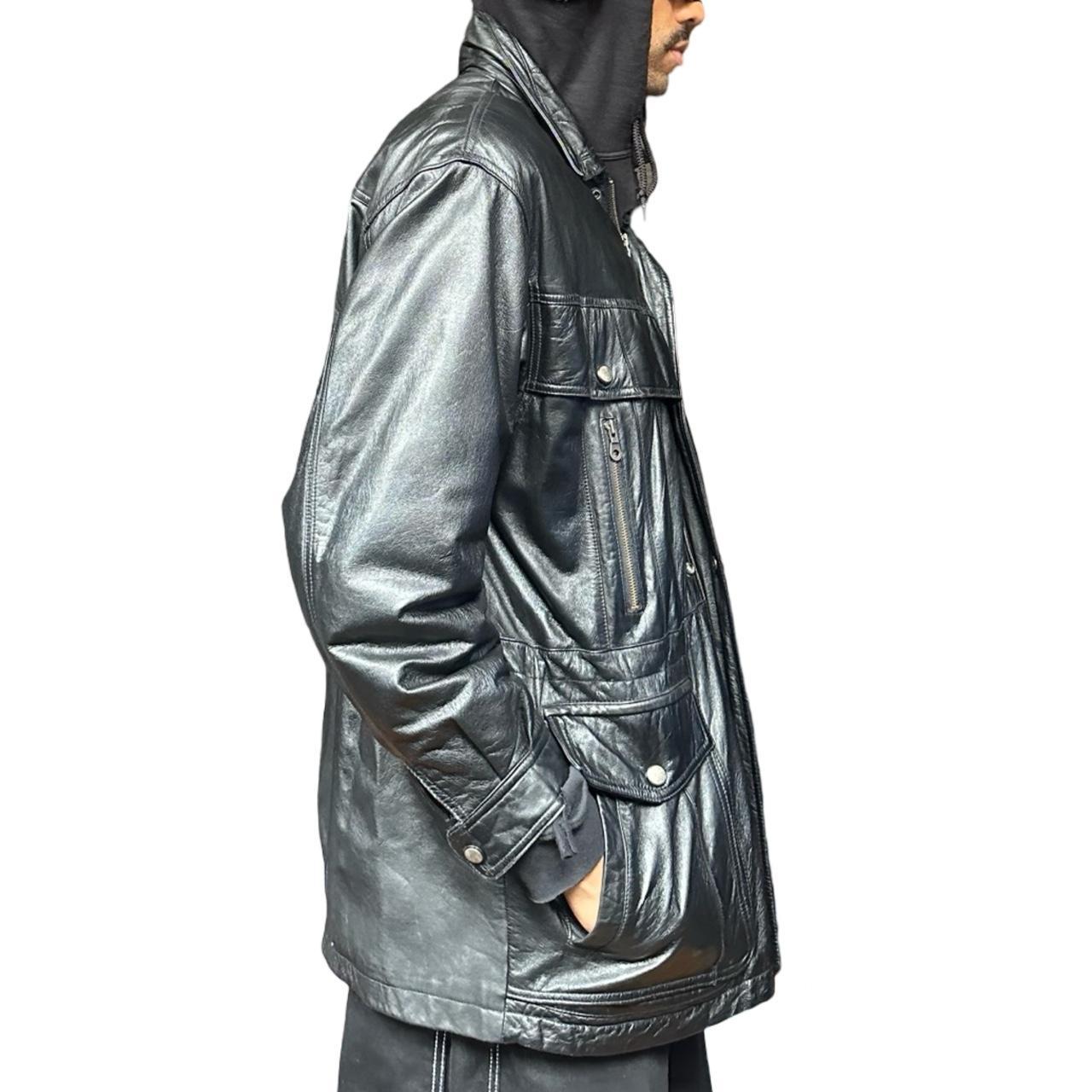Vintage Global Identity Black Retro Aviation Leather Jacket - Medium
