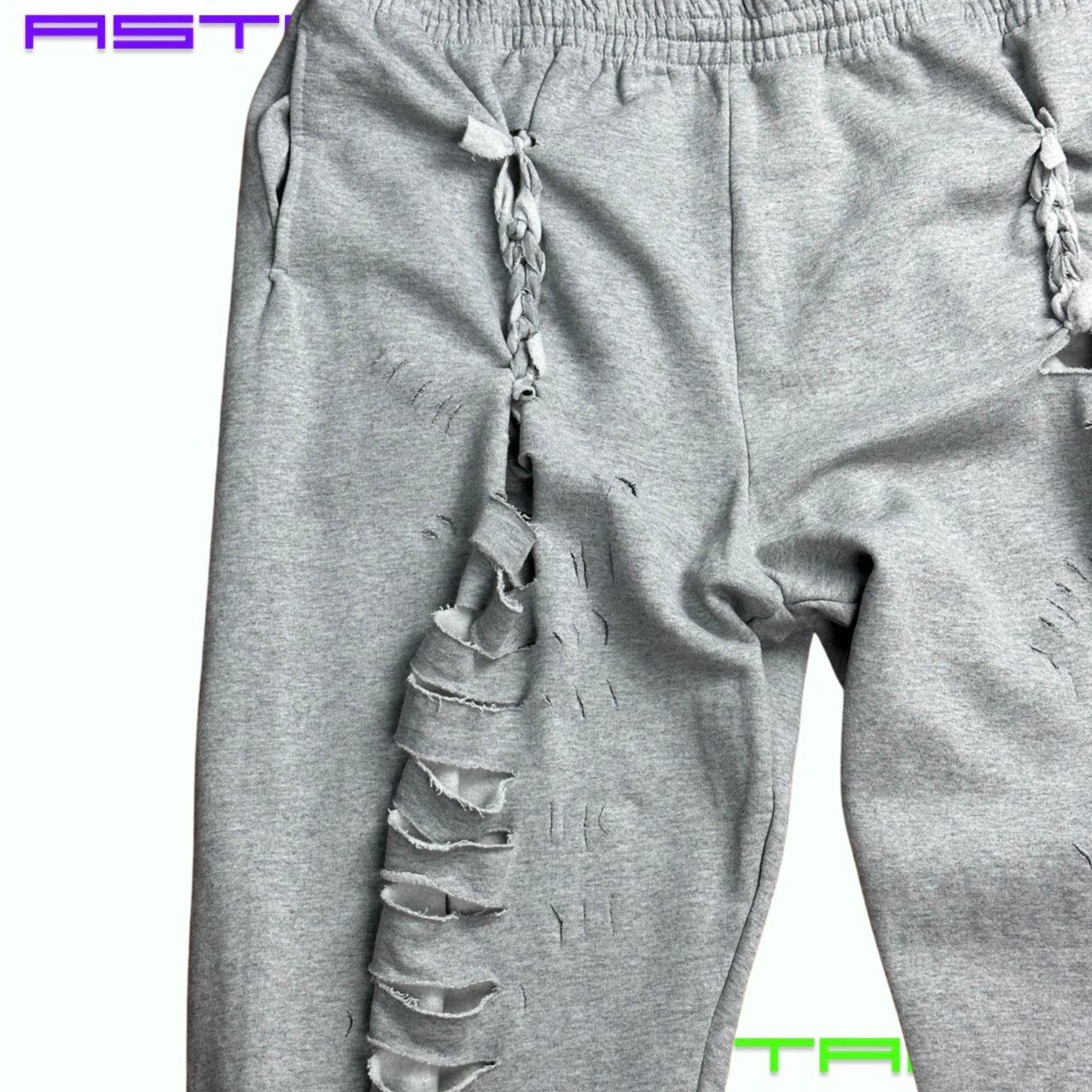 ASTROBOI* GREY TATTERED BAGGY SWEATPANTS_3XL