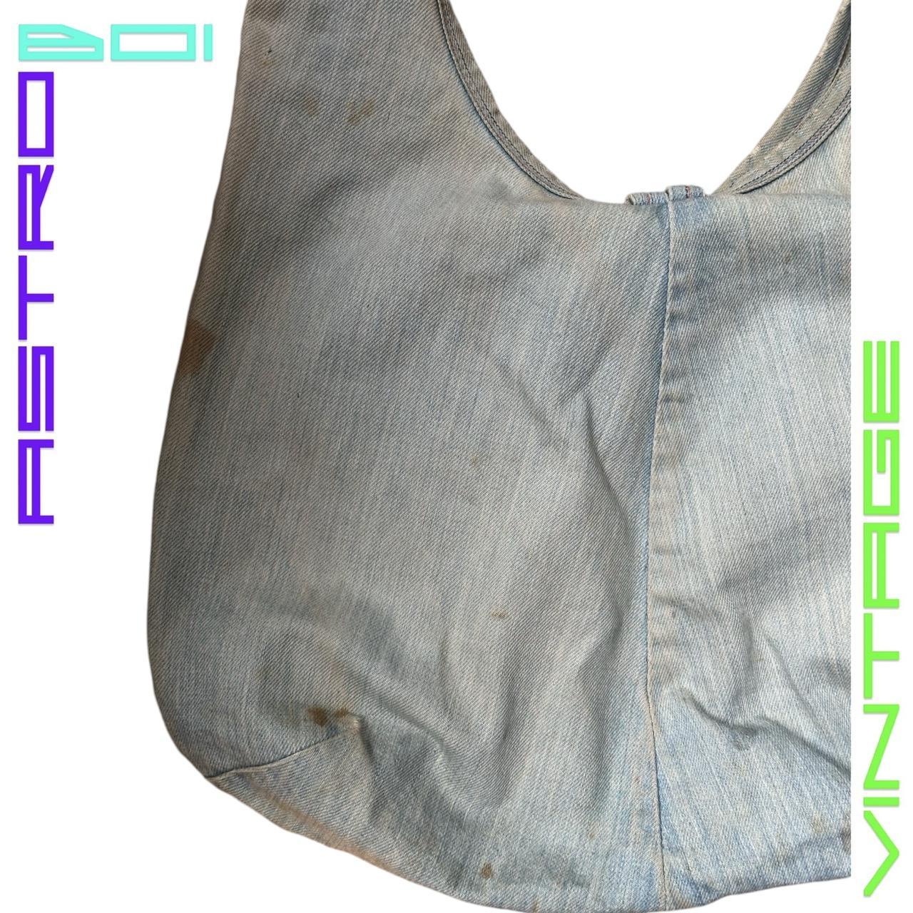 VINTAGE Y2K FADED LIGHT BLUE DENIM CROSS BODY HOBO SHOULDER BAG