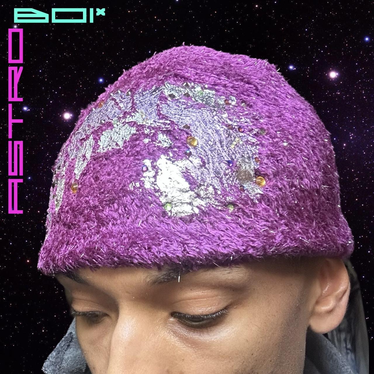 ASTROBOI* 'Candy Shop' Purple Metallic Rhinestone Winter Beanie