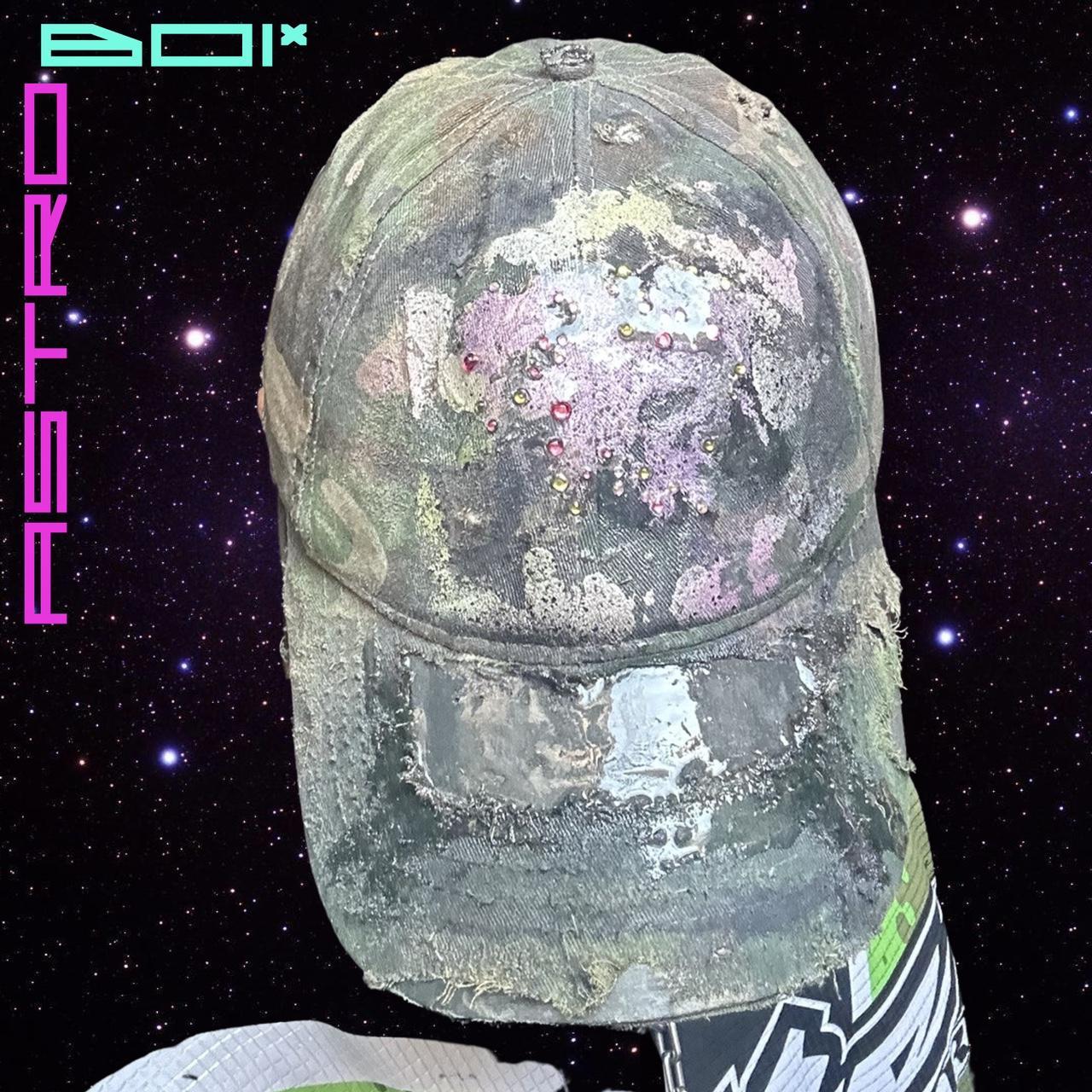 ASTROBOI* 'Lavender Stardust' Distressed Green Camouflage Rhinestone Hat