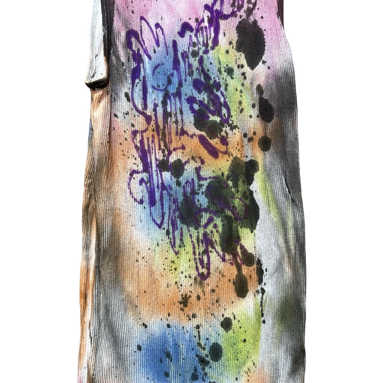 ASTROBOI* x Hanes 'Spectrum' White Graphic Print Multicolored Graffiti Tank Top - flat detail