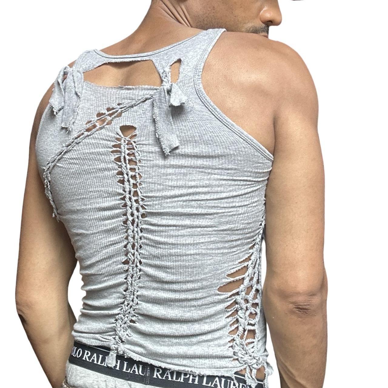 ASTROBOI* 'Smoke' Gray Braided Twist Tank Top – back detail 2