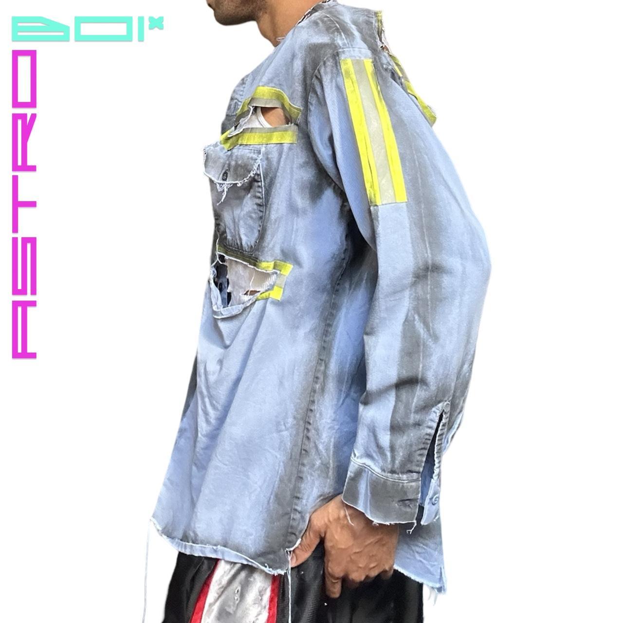 ASTROBOI* DECONSTRUCTED BLUE HIGH VIS CONSTRUCTION π§ SHIRT _ XL