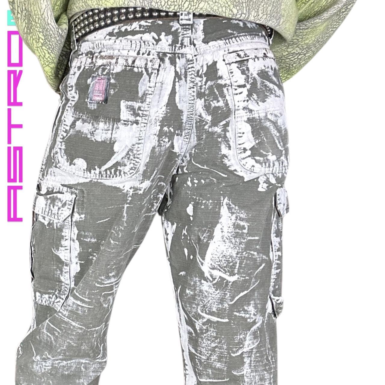 ASTROBOI* RIPSTOP GREEN PAINTED CARPENTERS PANTS_ 33x34