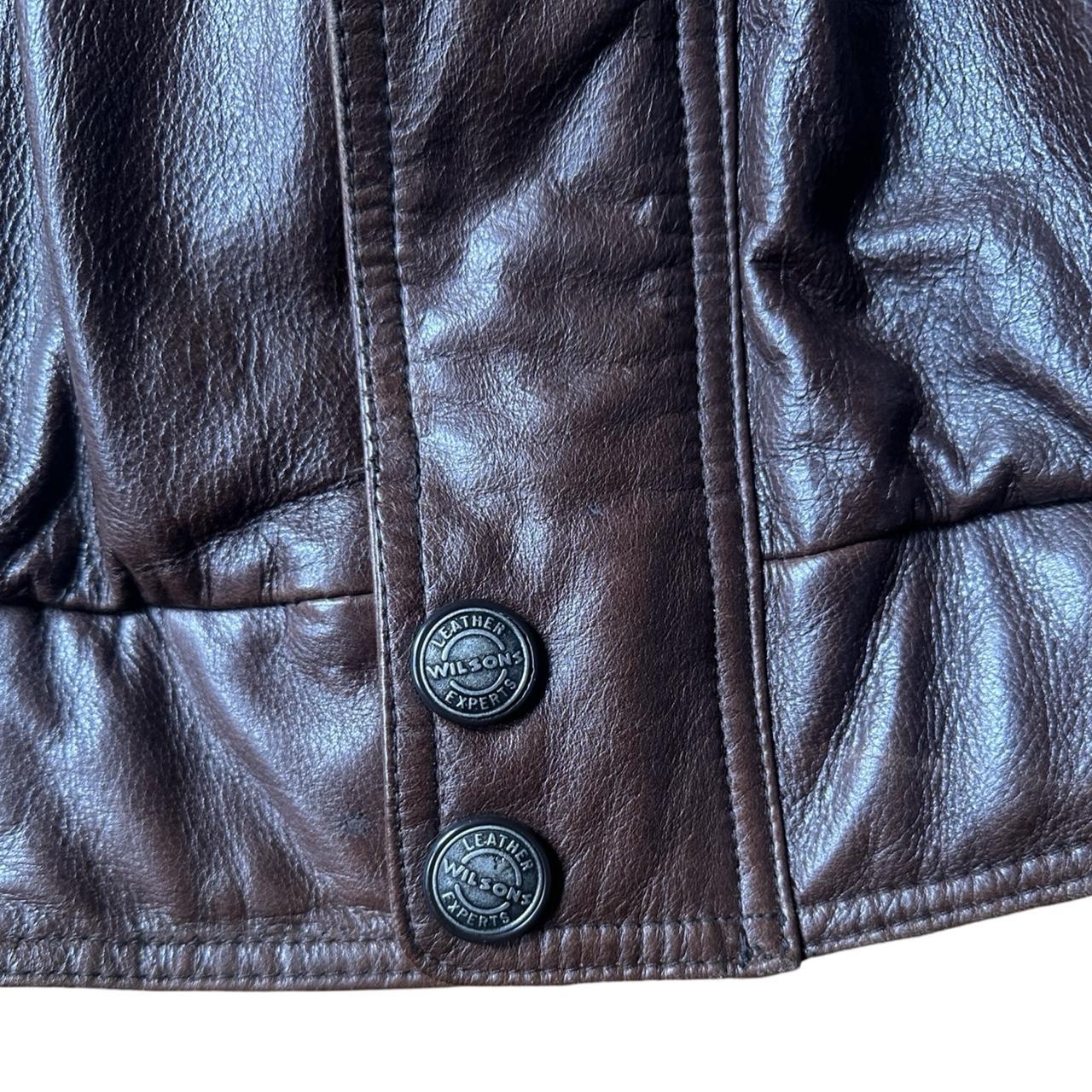 Wilson's Leather Brown Retro Bomber Jacket - Medium , button details