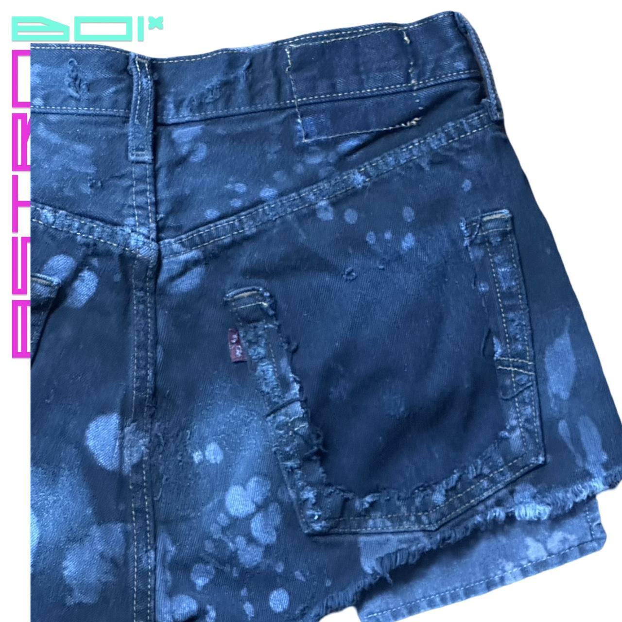 ASTROBOI* X LEVIS RIPPED BLACK BLEACHED DENIM SHORTS_ 29"