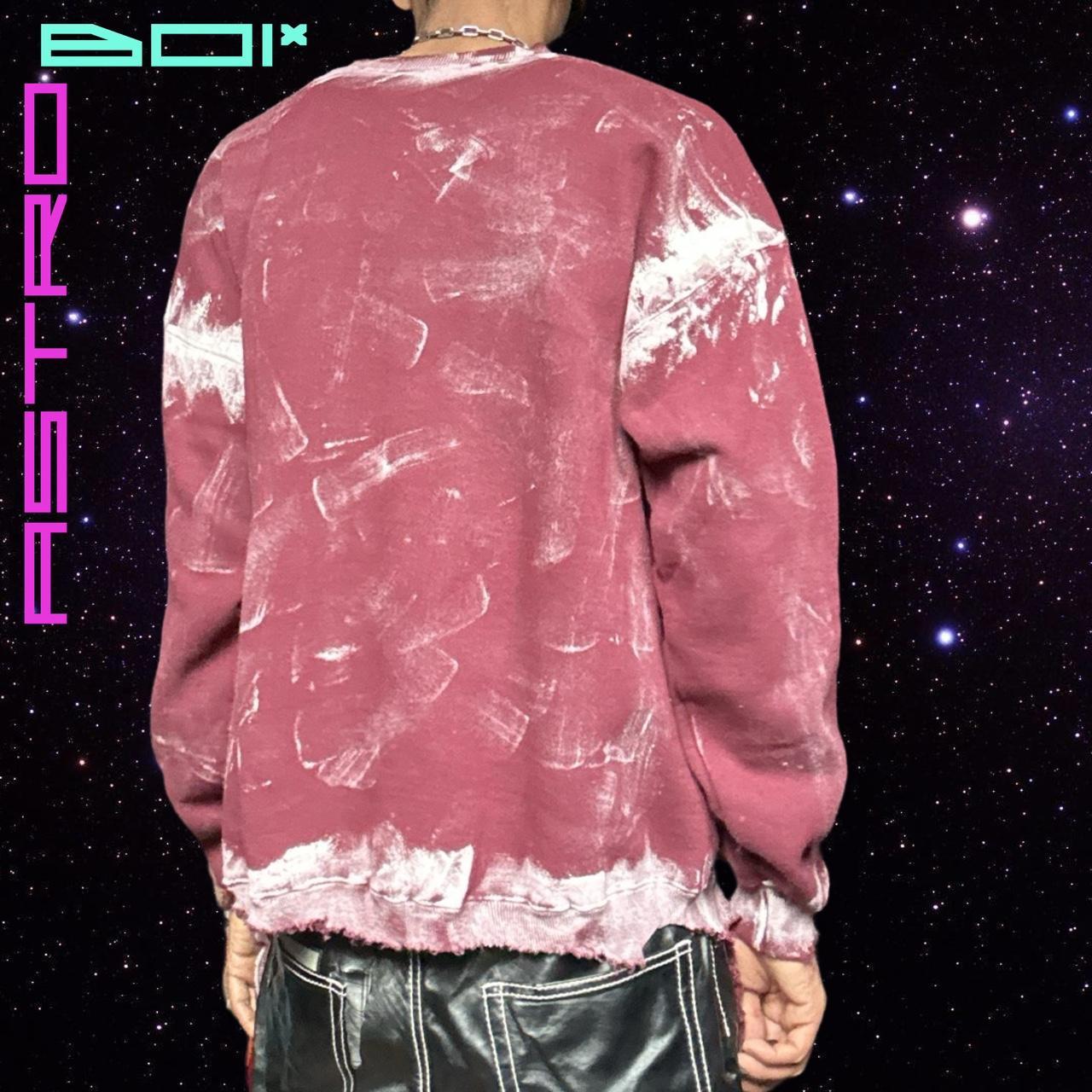 ASTROBOI* Custom Men's Deconstructed & Painted Maroon Oversized Sweatshirt - XXLT