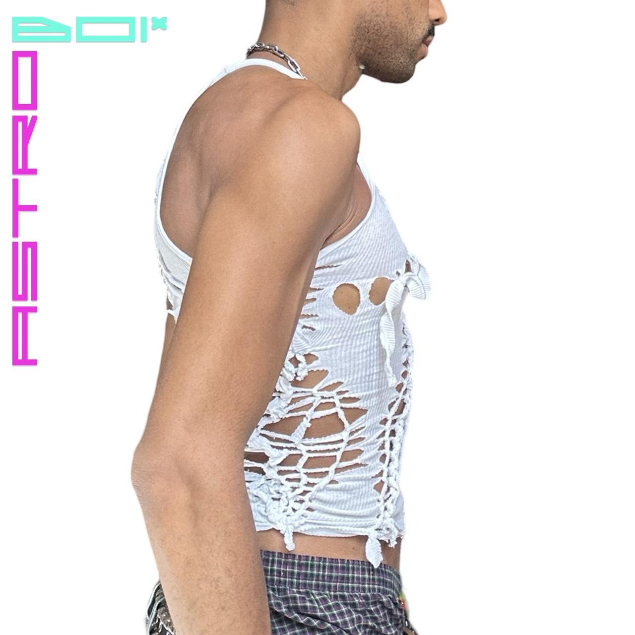 ASTROBOI* 'Cosmo' White Braided Sleeveless Tank Top - Medium