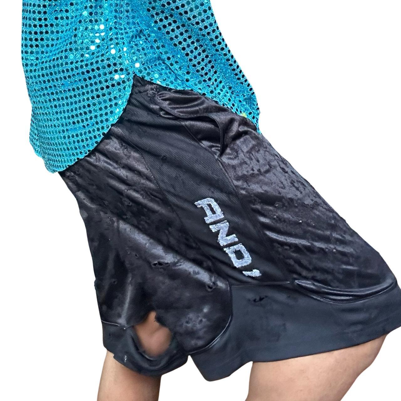 ASTROBOI* ANDONE Men's Black Distressed Baggy Basketball Shorts - XL