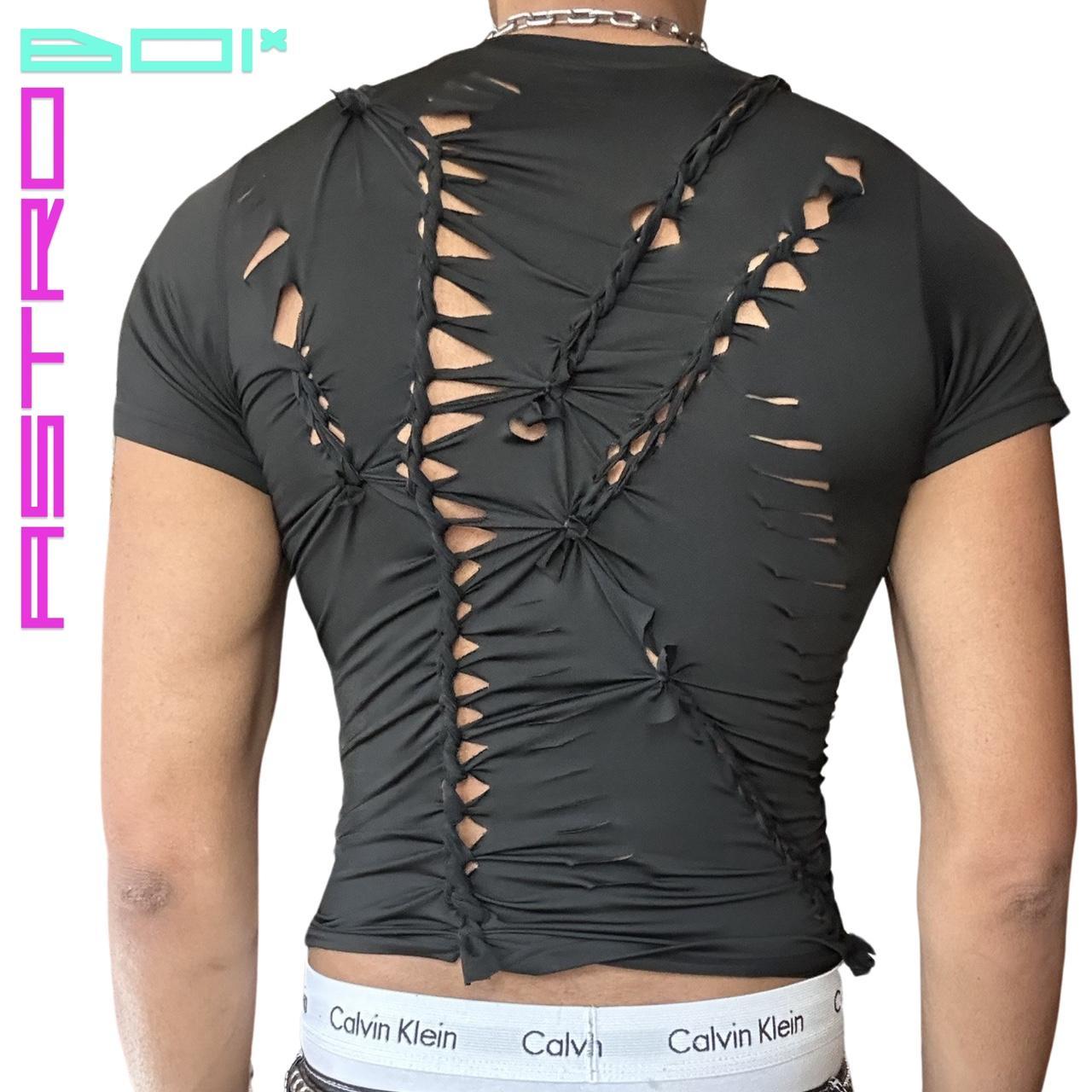 ASTROBOI 'LINES' BLACK BRAIDED COMPRESSION SHIRT
