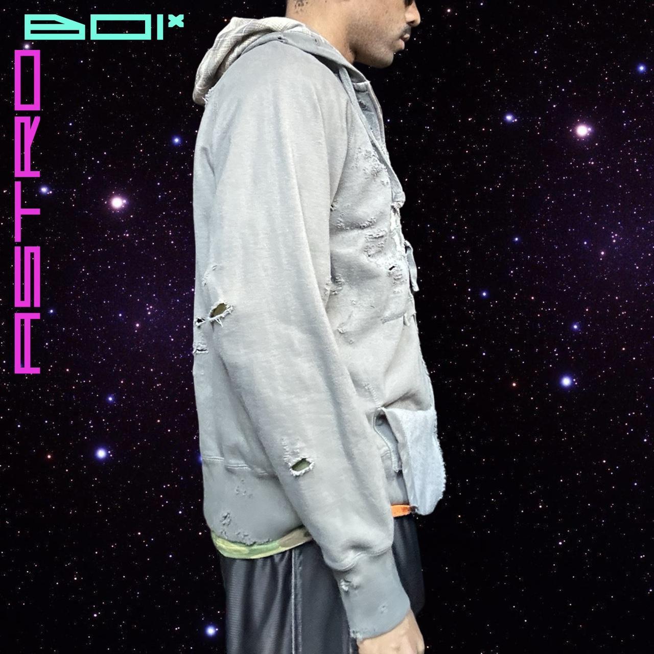 ASTROBOI* Gray Distressed Oversized Zip Up Sweatshirt - Mens Large