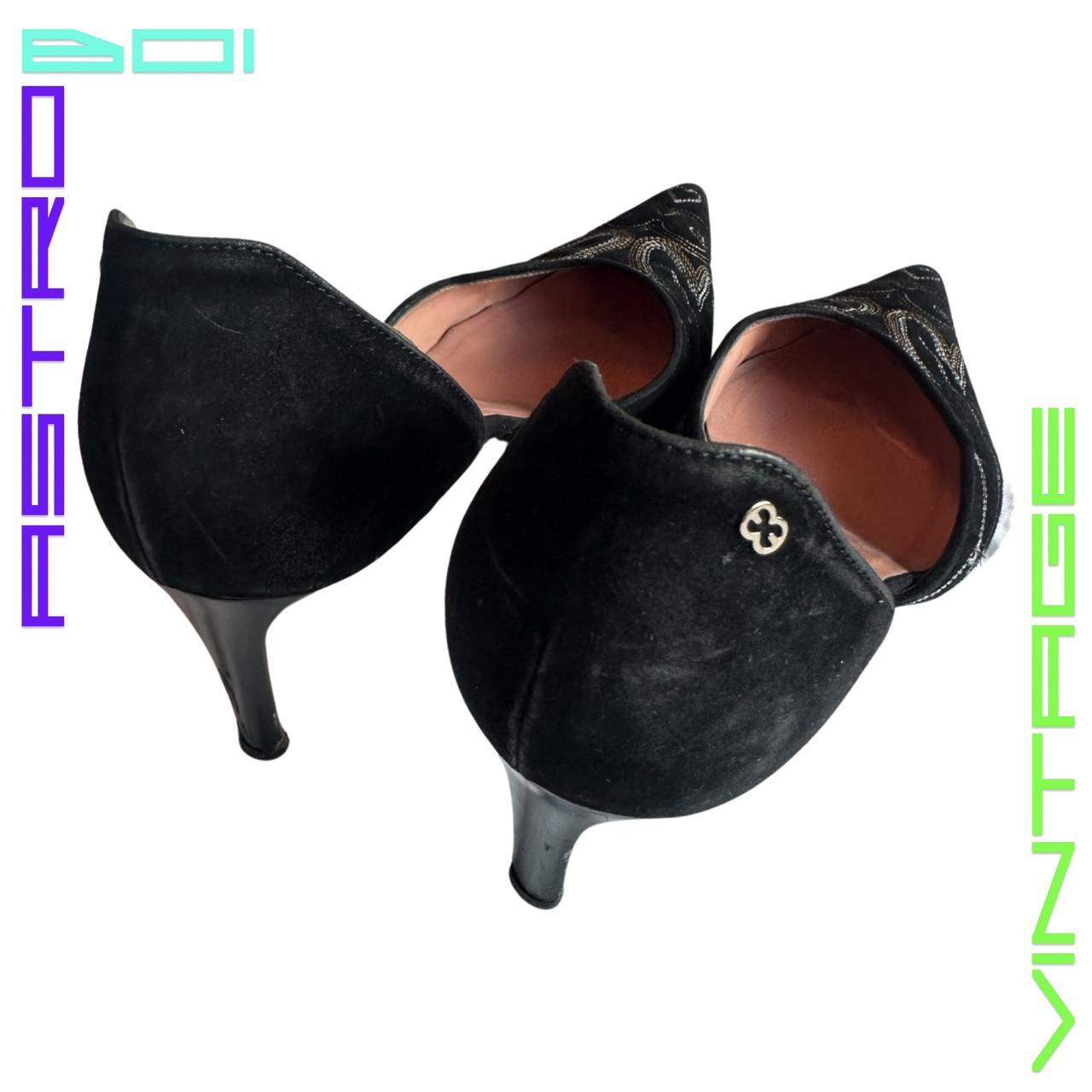 VINTAGE ESCADA SUEDE WESTERN HEELS_ BLACK_ 39