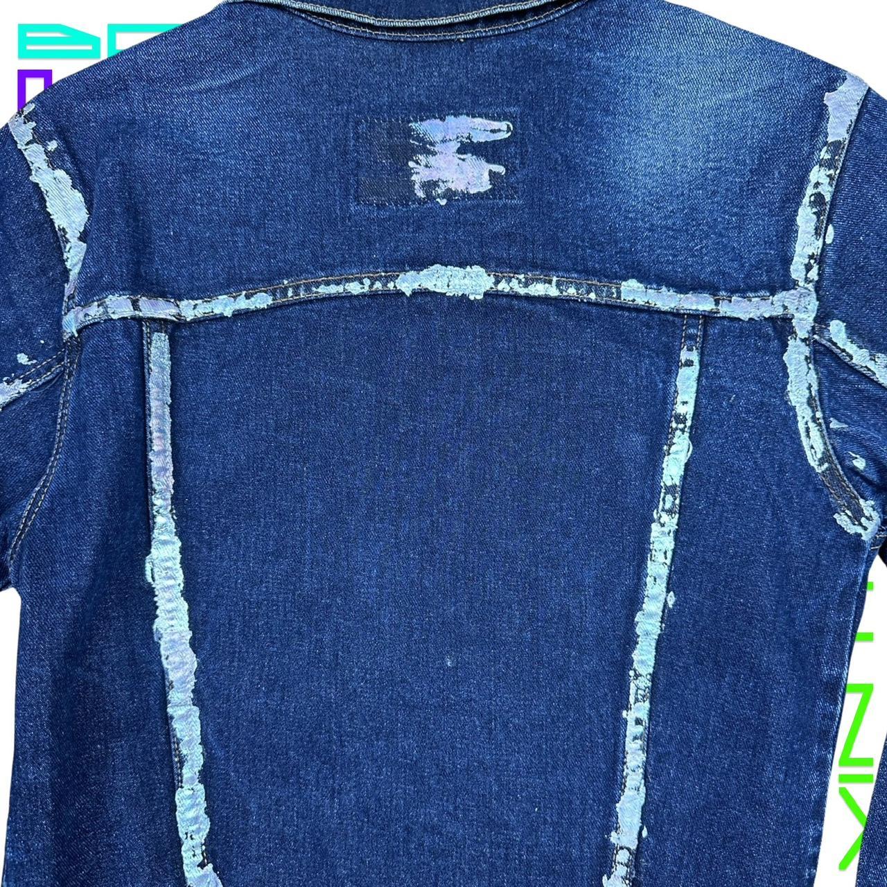 ASTROBOI* CROPPED DENIM JACKET WITH IRIDESCENT PIPING _ MEDIUM