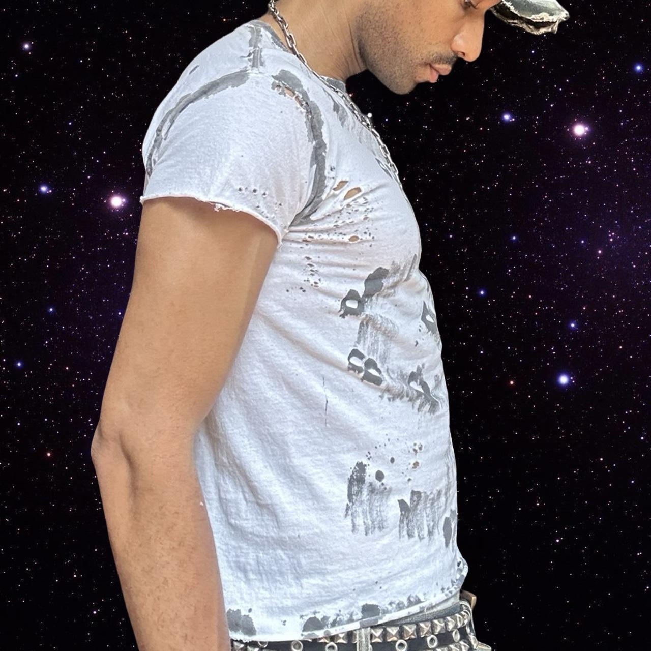 ASTROBOI* x Hanes White & Black Abstract Painted T-shirt – right
