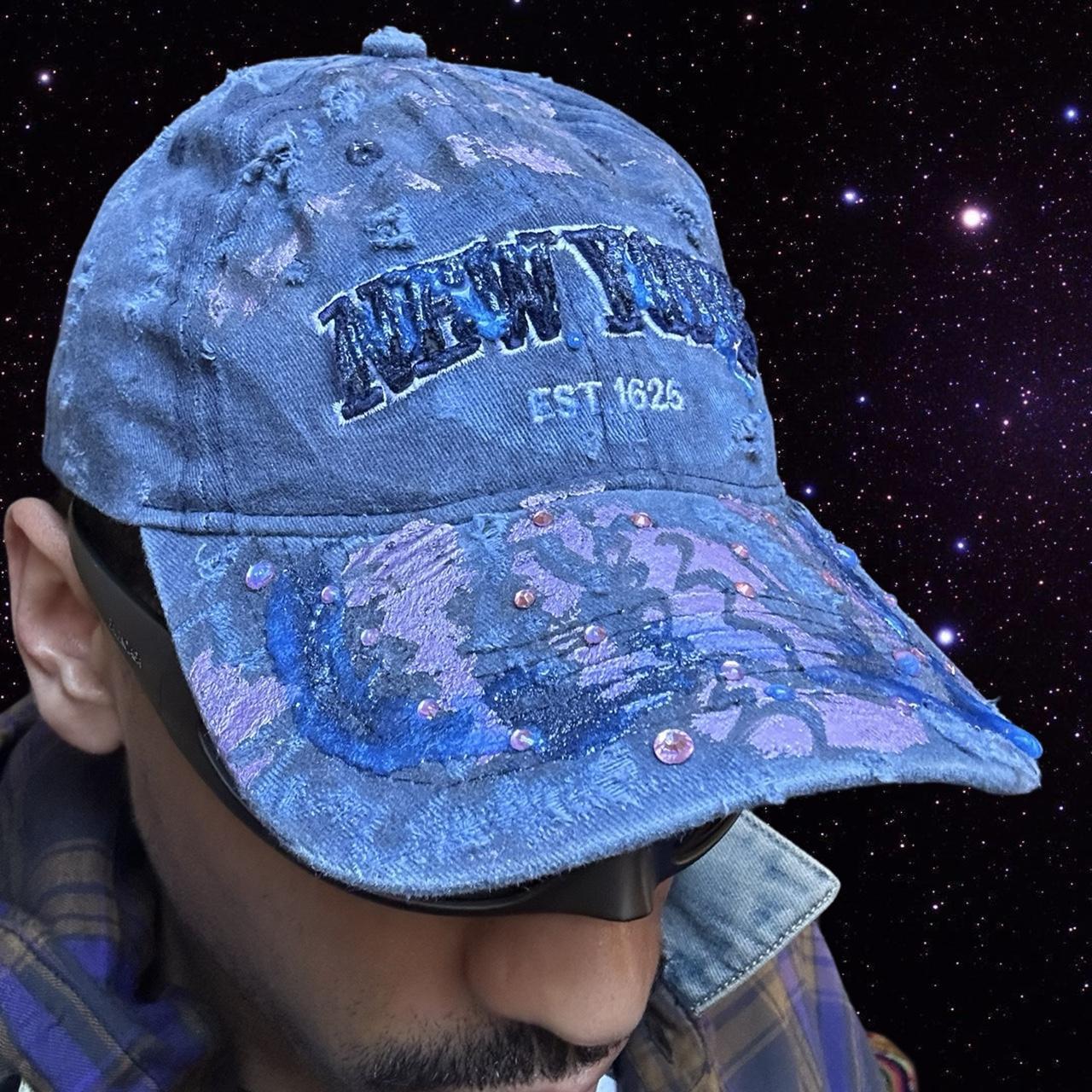 ASTROBOI* 'Twilight Haze' New York Blue Distressed Rhinestone Hat