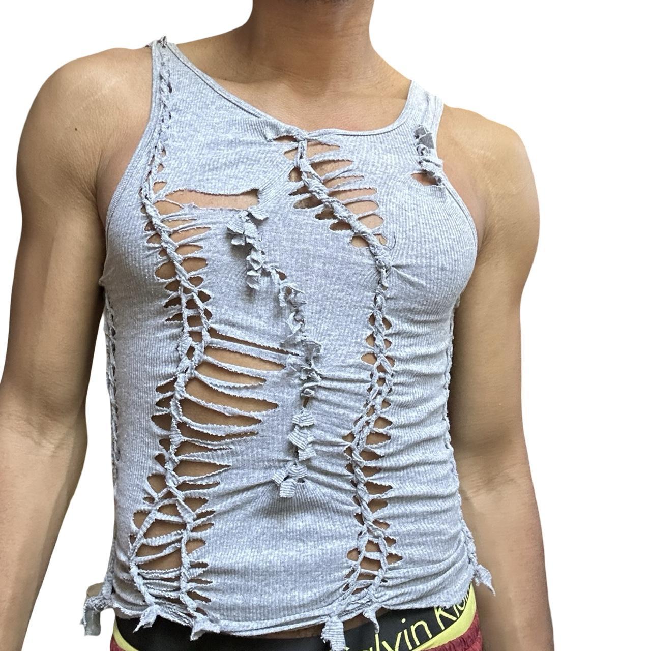 ASTROBOI* 'Jude' Gray Knotted Twist Braided Tank Top – front 3