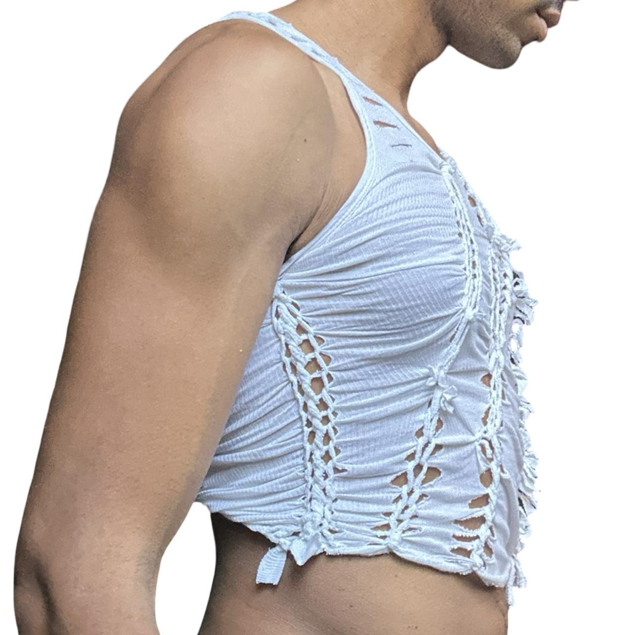 ASTROBOI* 'Blanc' White Braided Twist Tank Top - right