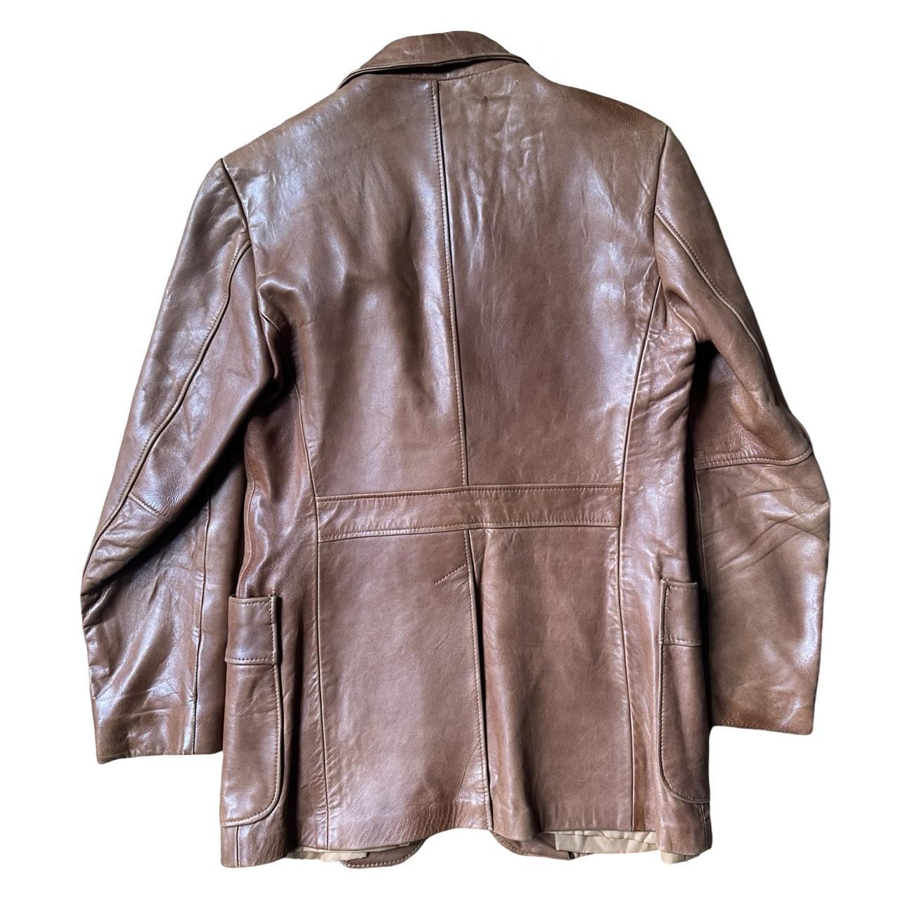 Vintage Trailmaster Brown/Camel Leather Blazer, back flat