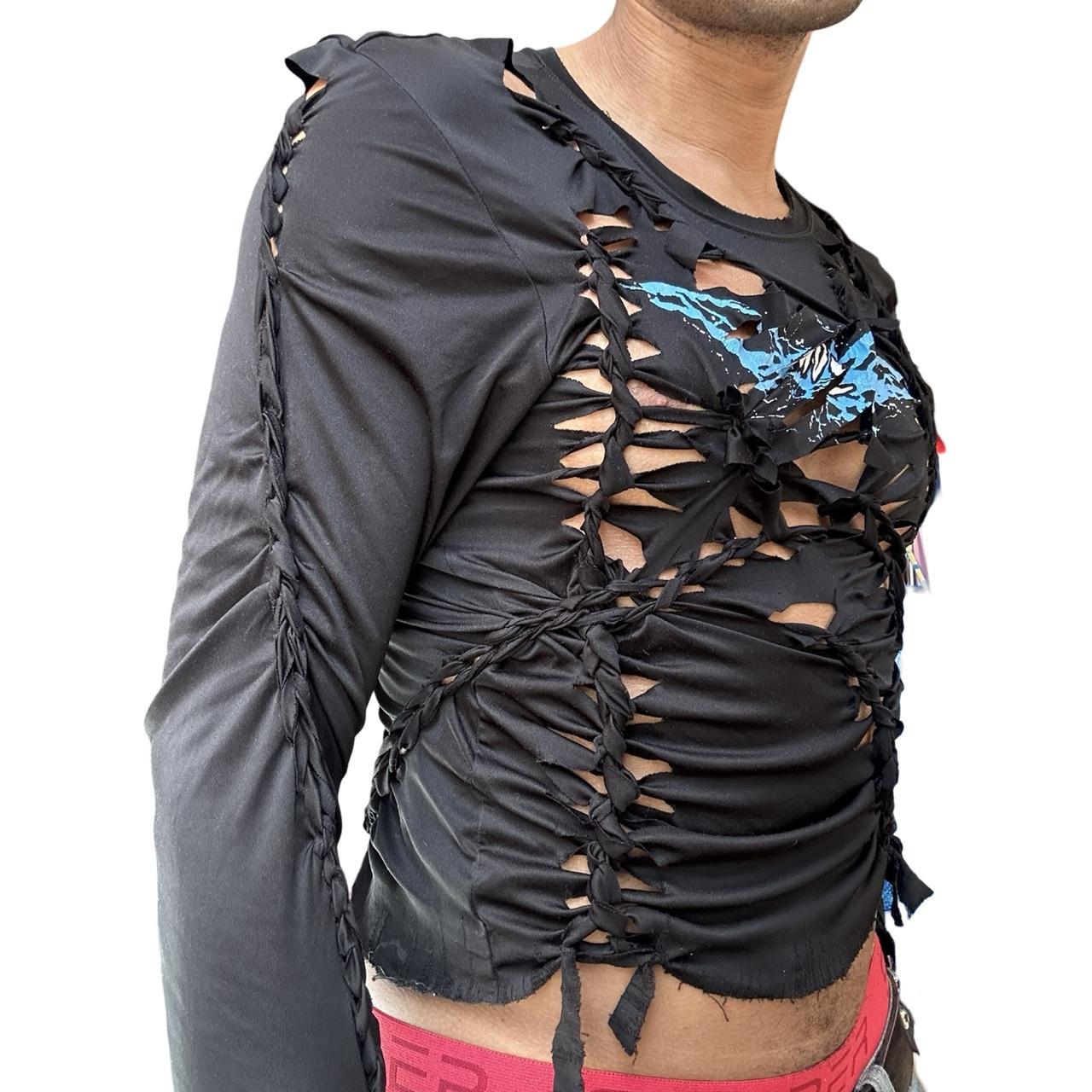 ASTROBOI* 'Thunder' Black Braided Compression Top, front right