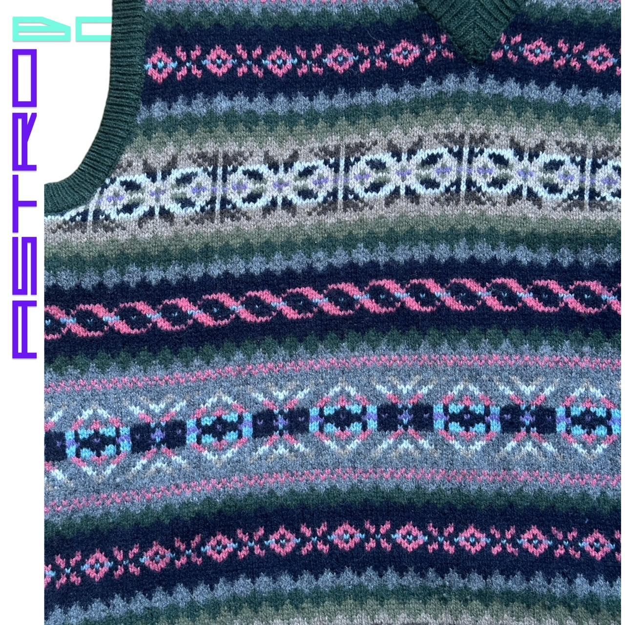 GANT Green Fair Isle V-Neck Sweater Vest - Small