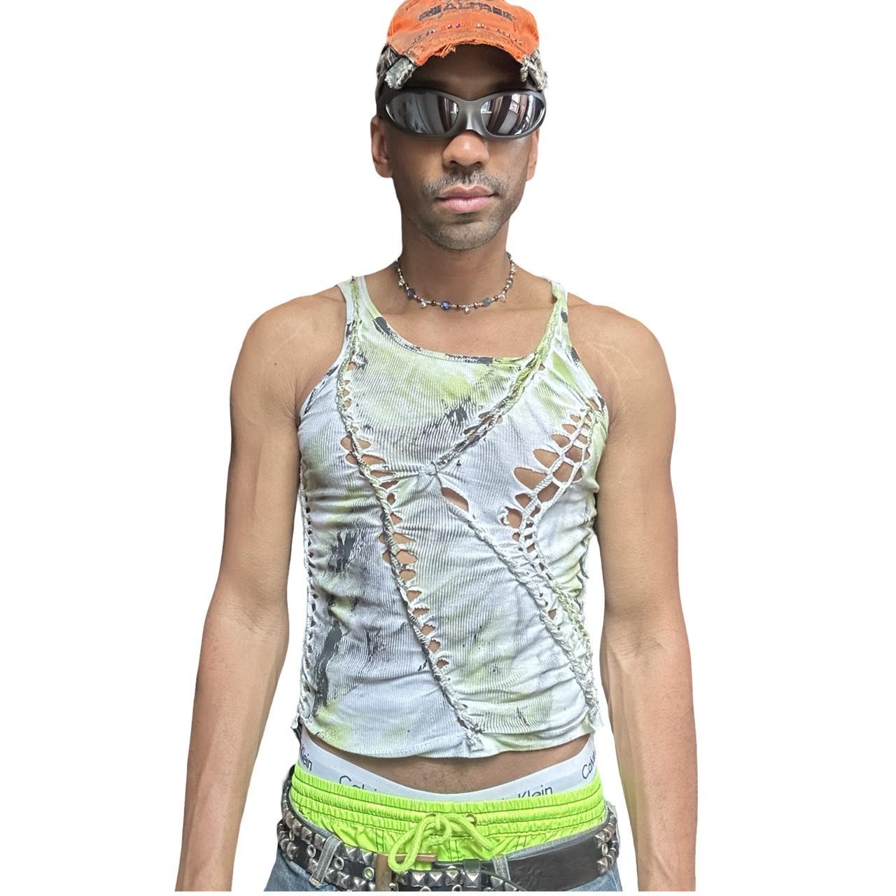 ASTROBOI* x Calvin Klein 'Brat' Braided White Twist Tank Top - styled