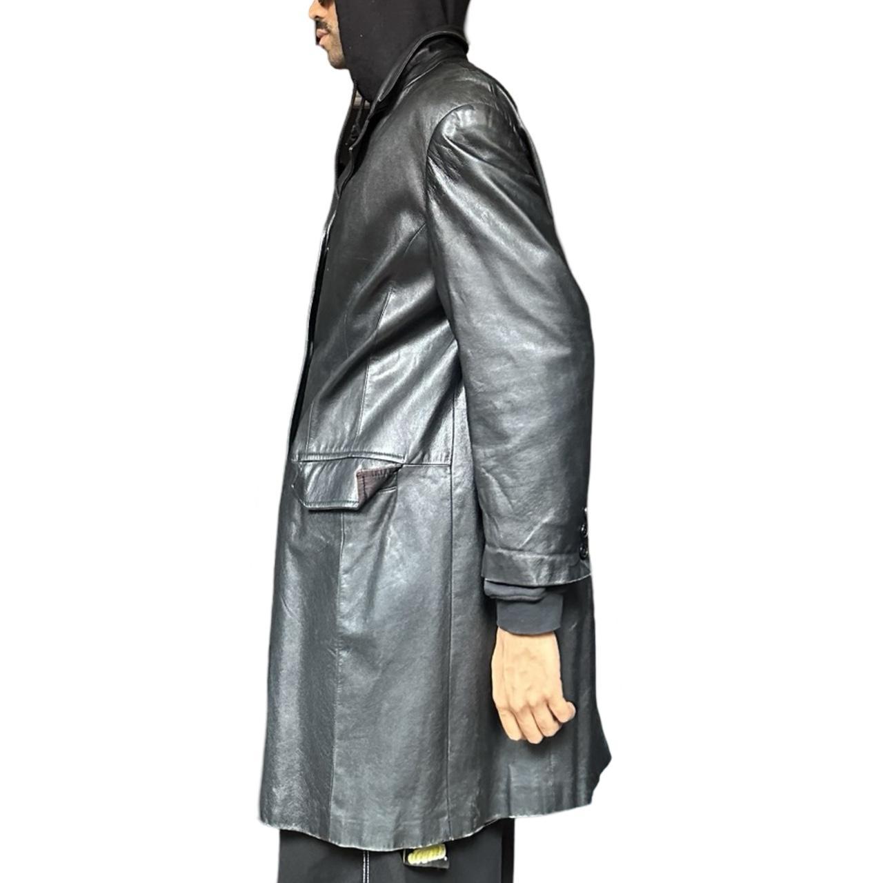 Vintage Marvin Richards Black Long Leather Trench Coat - XL
