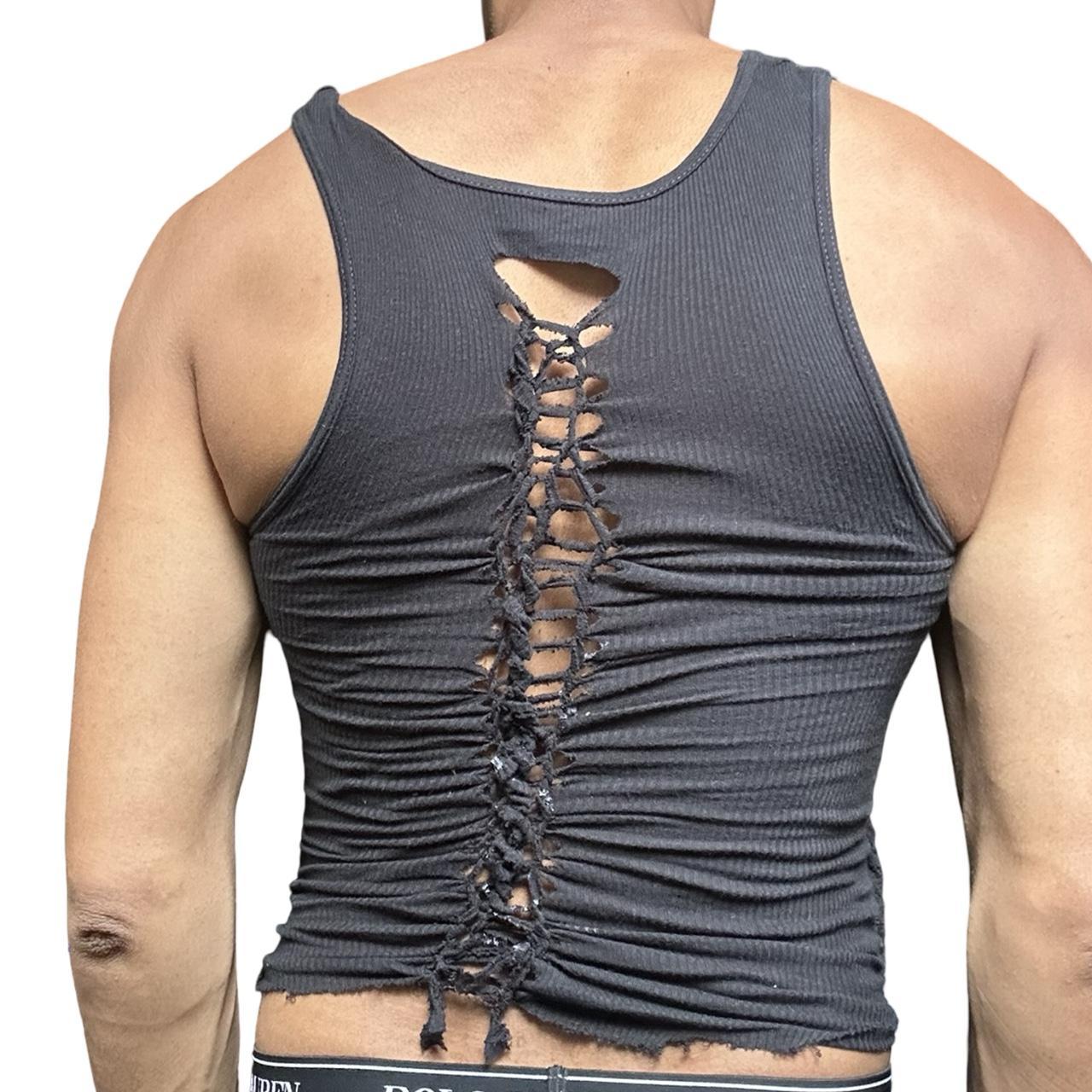 ASTROBOI* 'Shadow Play' Gildan Black Twist Braided Tank Top - back