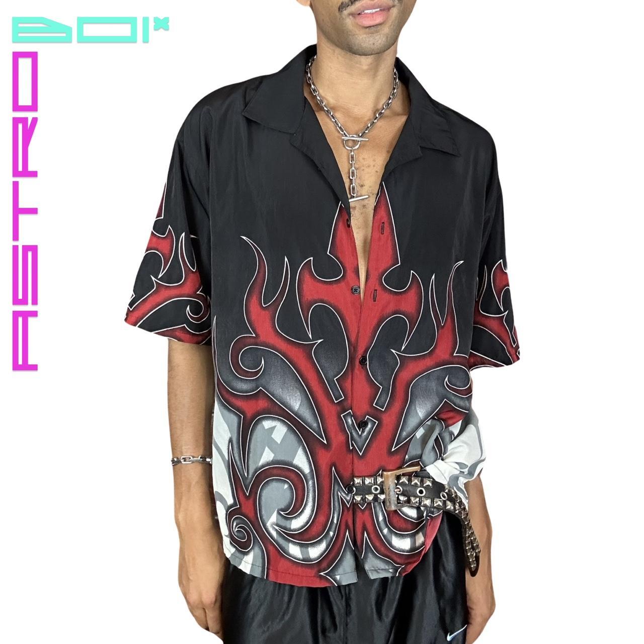 VINTAGE BLACK GOTHIC FLEUR DE LIS SHIRT_ XXL