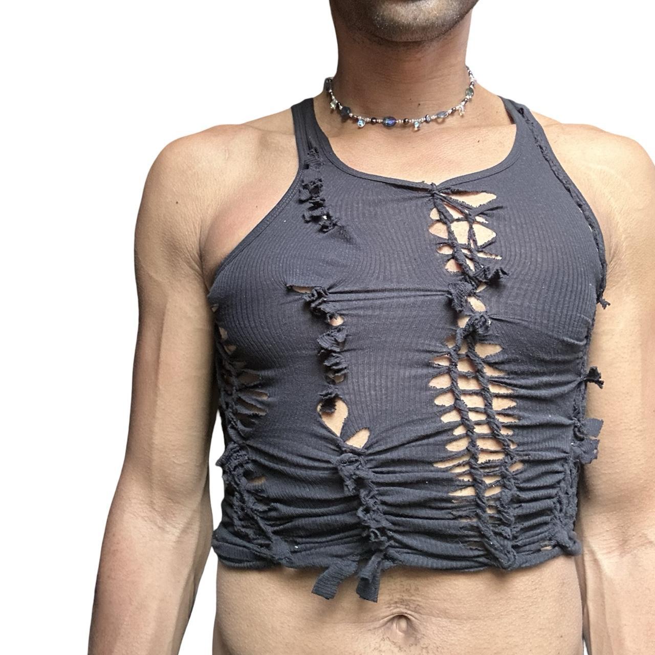 ASTROBOI* 'Obsidian' Black Braided Twist Tank Top - front close up