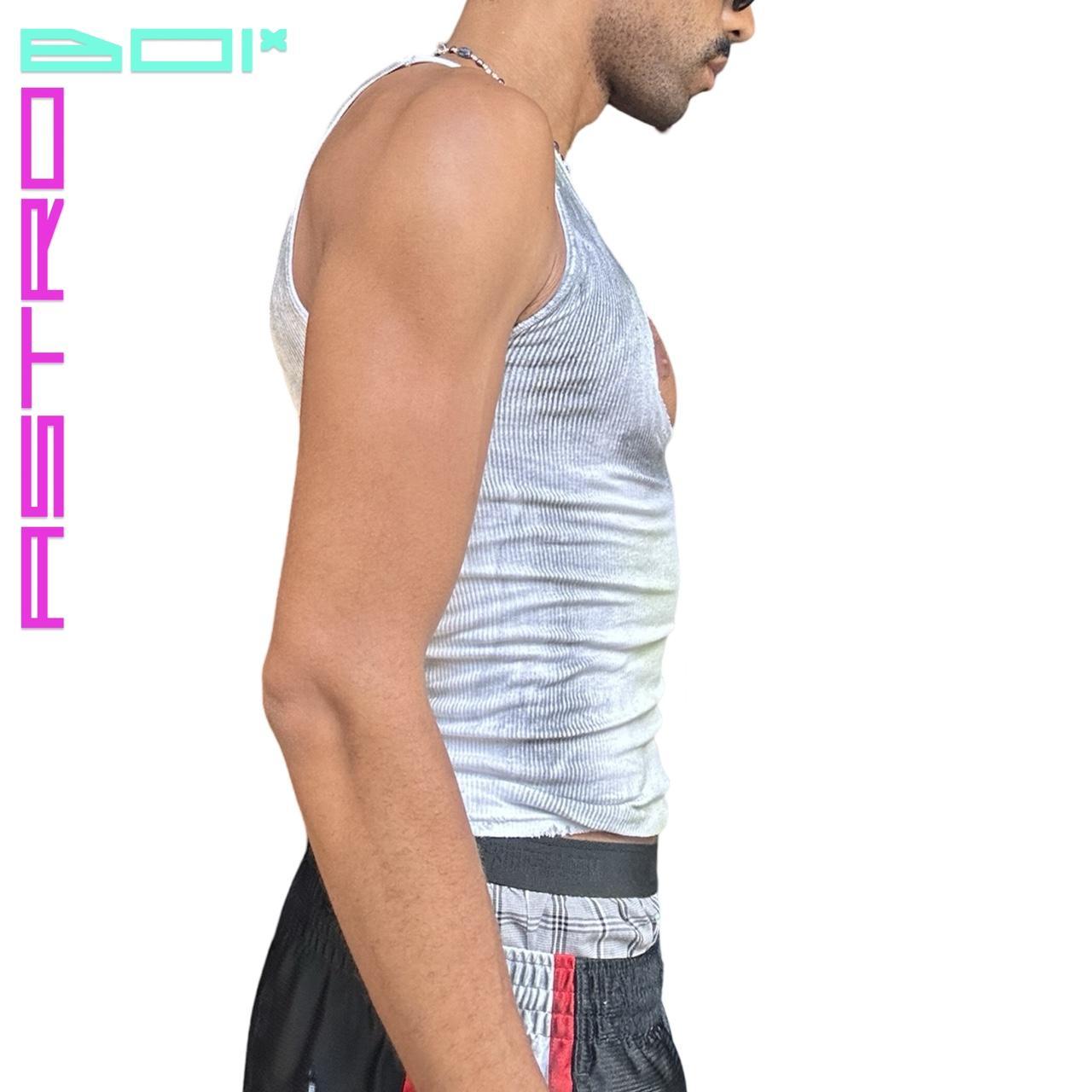 ASTROBOI* X HANES WHITE CUT OUT AIRBRUSHED TANK TOP _ SMALL