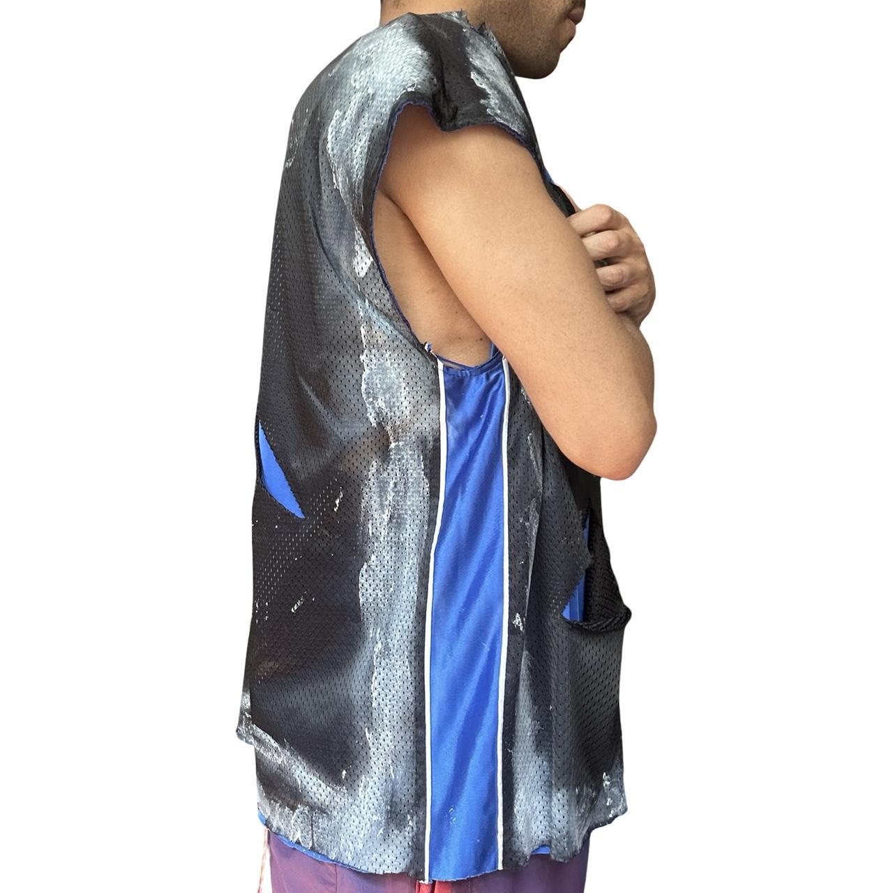 Starter Black & Blue Ripped Mesh Tank Top - right
