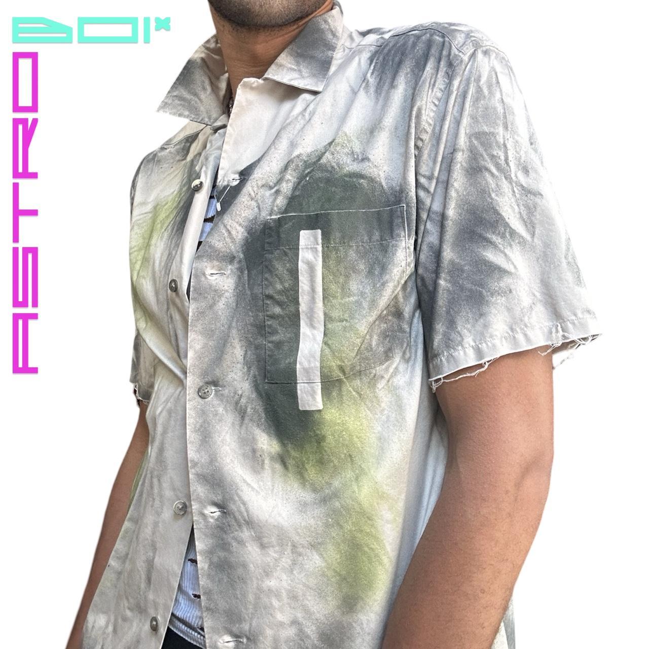 ASTROBOI* X UNIQLO TAN AIRBRUSHED BUTTON UP SHIRT_ SMALL