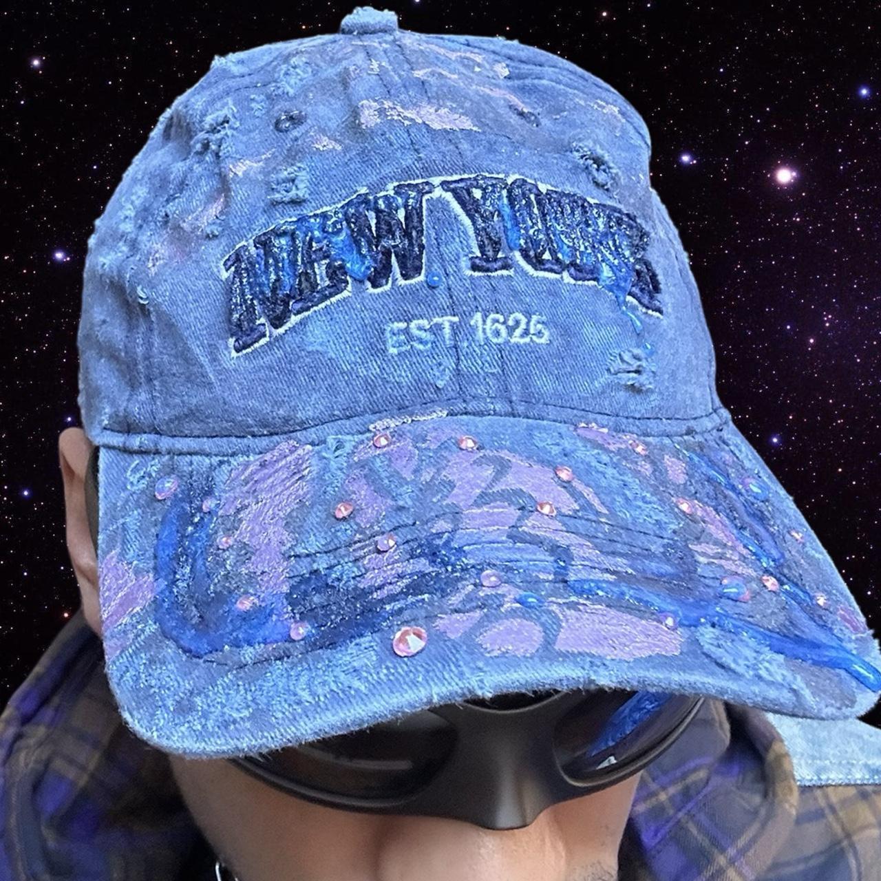 ASTROBOI* 'Twilight Haze' New York Blue Distressed Rhinestone Hat