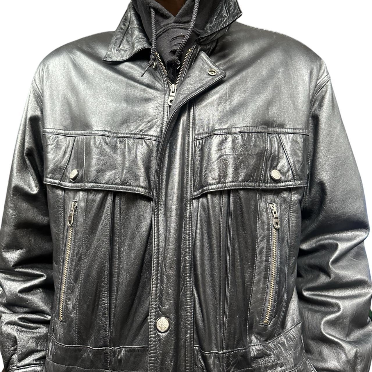 Vintage Global Identity Black Retro Aviation Leather Jacket - Medium