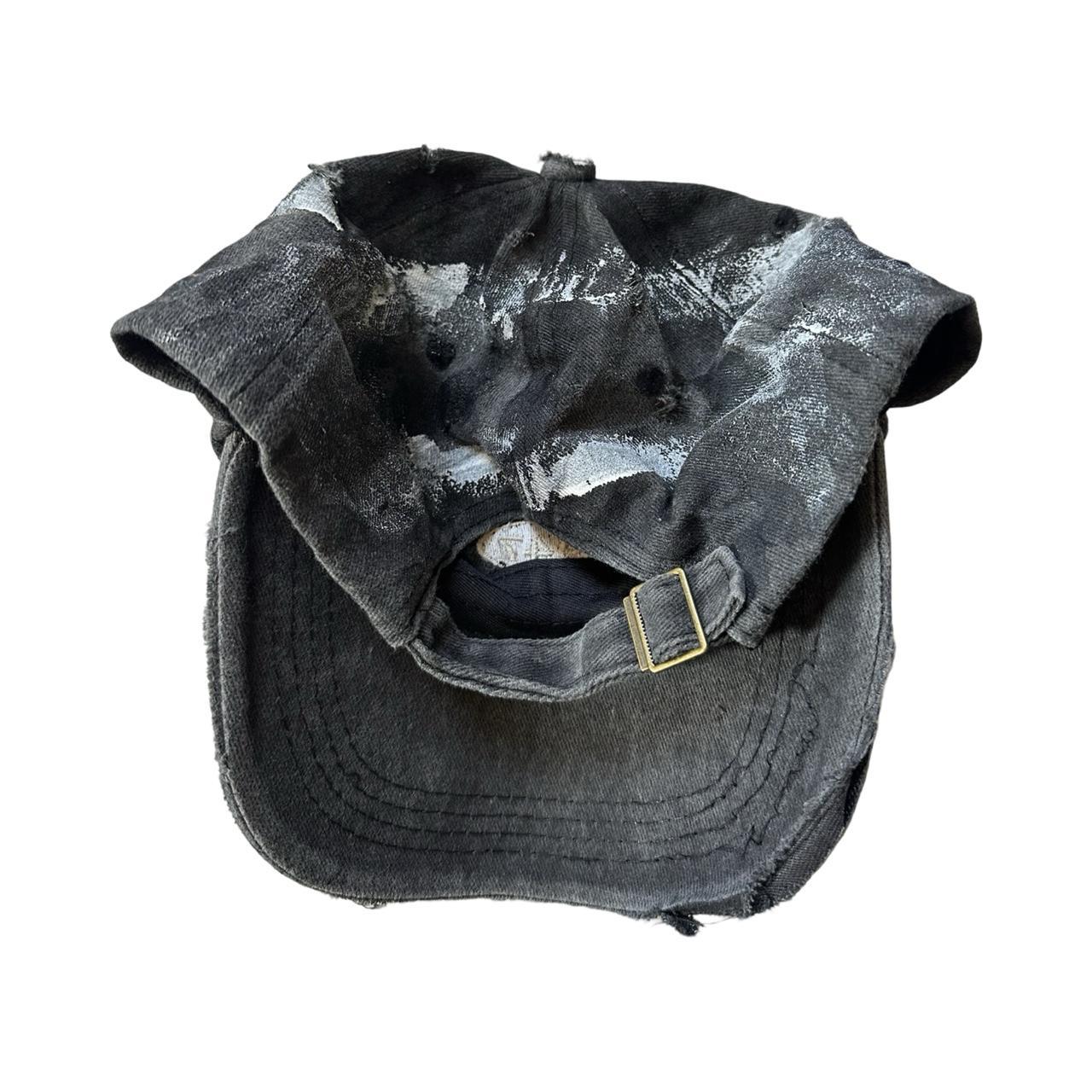 ASTROBOI* Brooklyn Painted Black Distressed Resin Hat - flat back