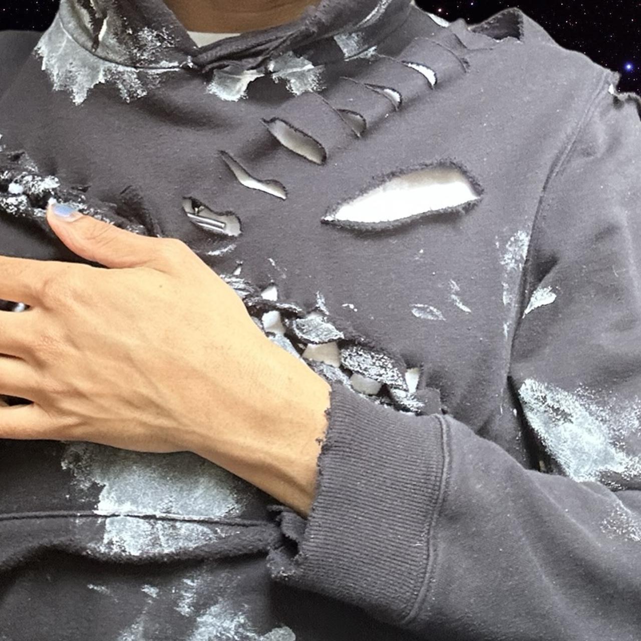 ASTROBOI* Black Braided & Deconstructed Painted Sweatshirt- details