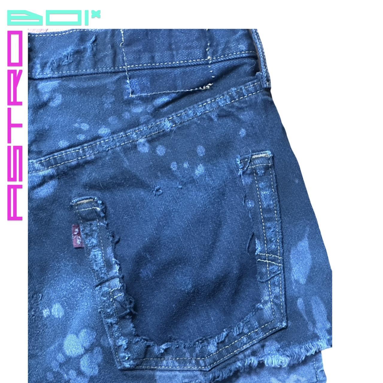 ASTROBOI* X LEVIS RIPPED BLACK BLEACHED DENIM SHORTS_ 29"