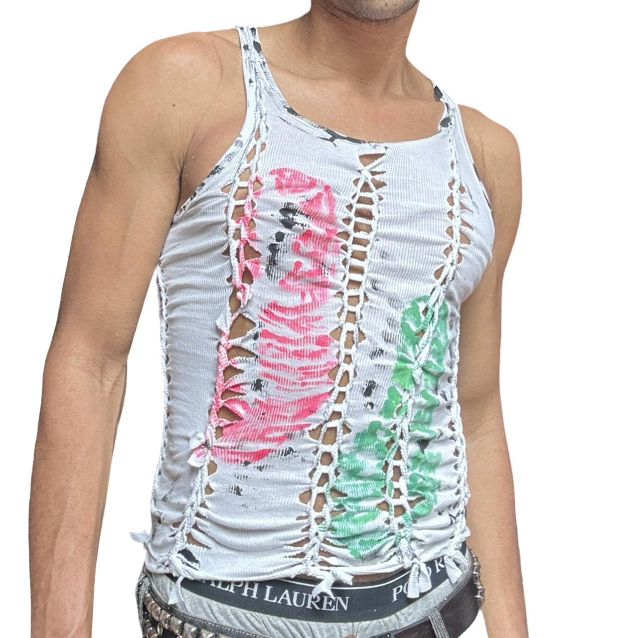 ASTROBOI* x Calvin Klein White Braided Twist Tank Top - front 2