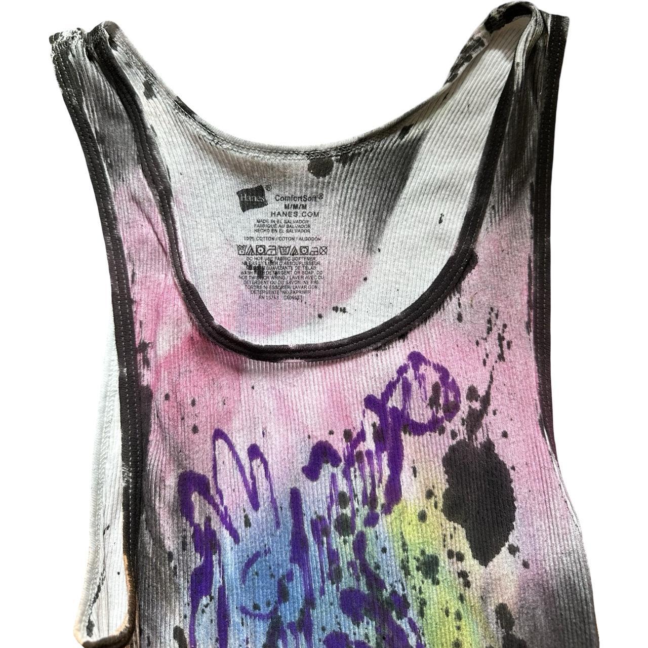 ASTROBOI* x Hanes 'Spectrum' White Graphic Print Multicolored Graffiti Tank Top - flat tag