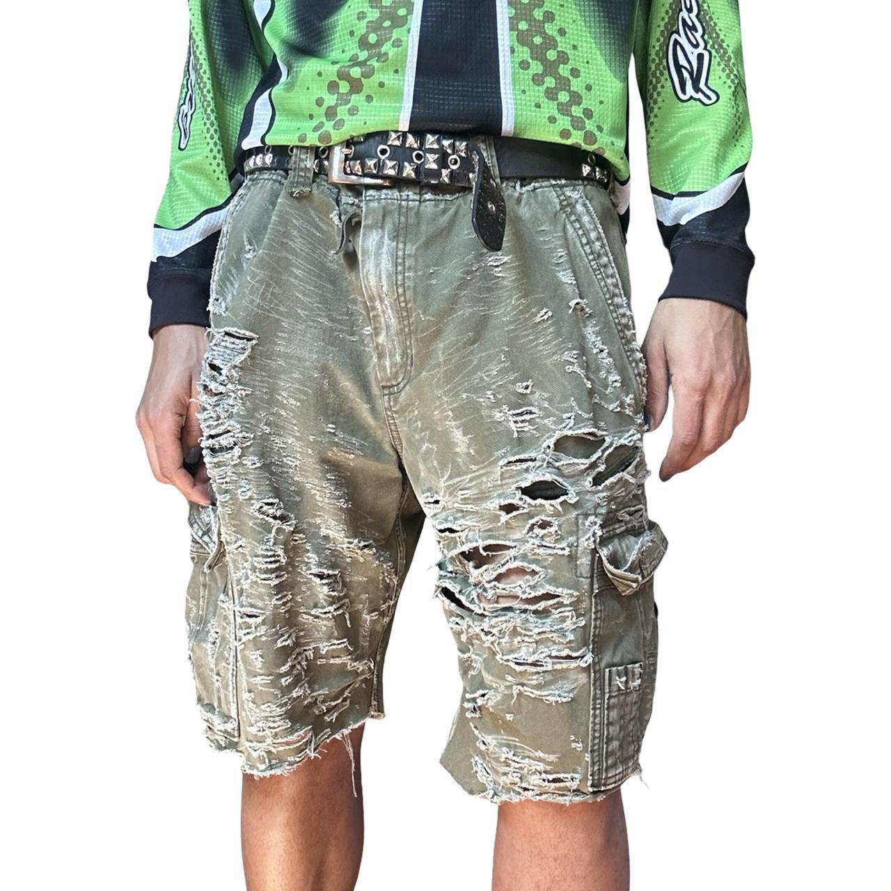 Abercrombie & Fitch Army Green Baggy Grunge Camo Shorts - front
