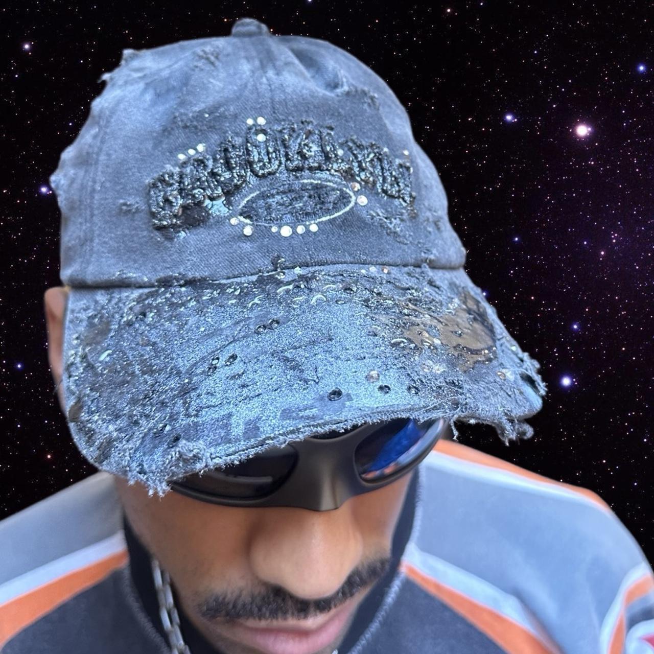 ASTROBOI* 'Alastair' Black Distressed Resin Rhinestone Hat